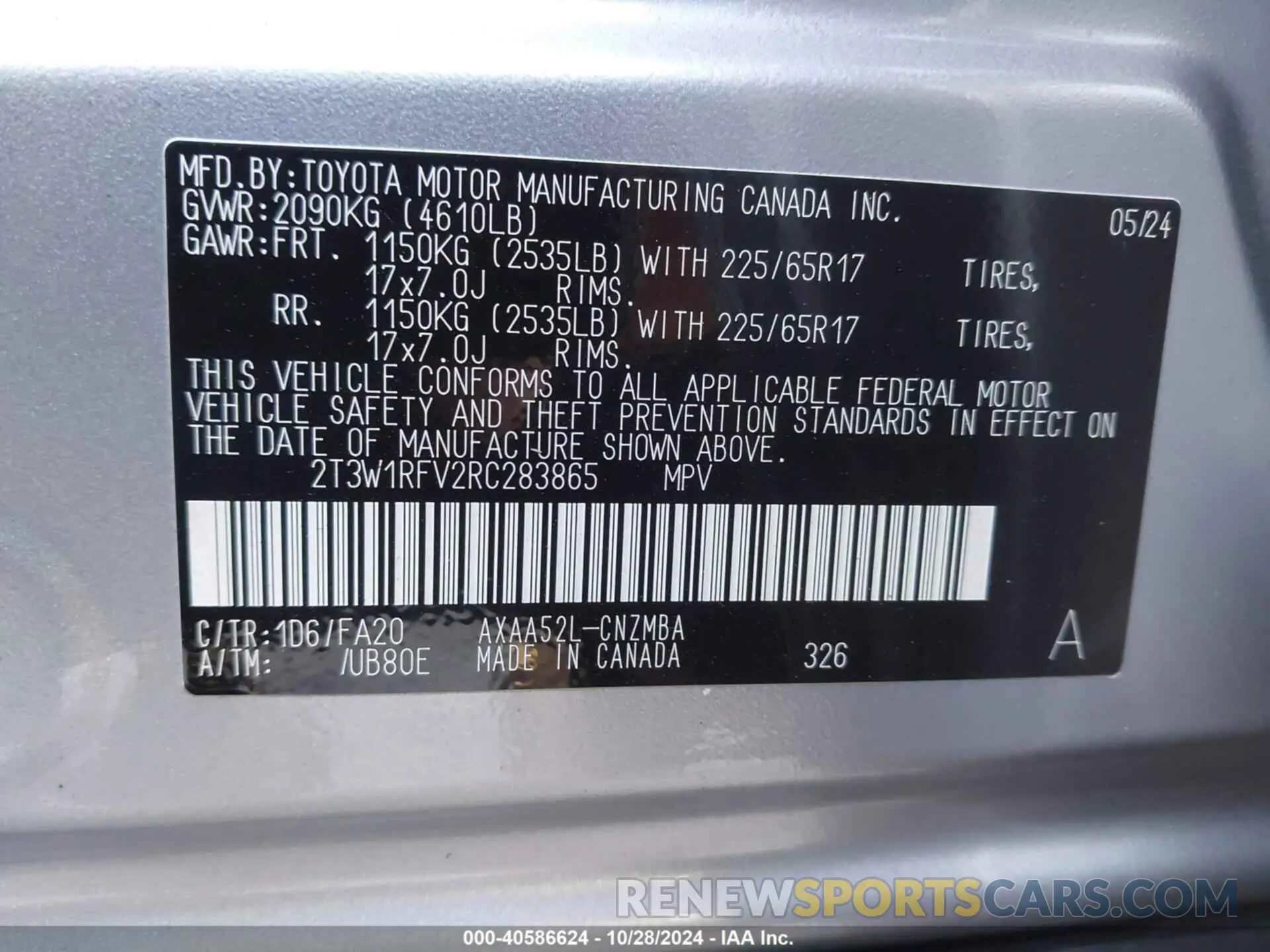 9 fotografías del automóvil dañado 2T3W1RFV2RC283865 TOYOTA RAV4 2024