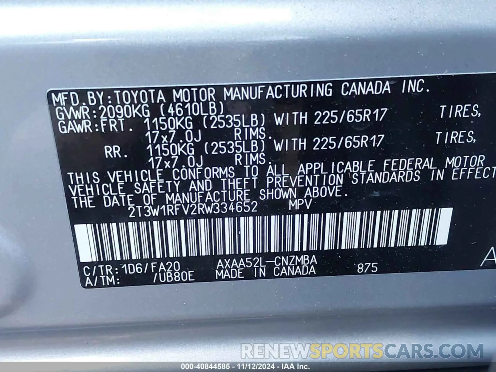 9 fotografías del automóvil dañado 2T3W1RFV2RW334652 TOYOTA RAV4 2024
