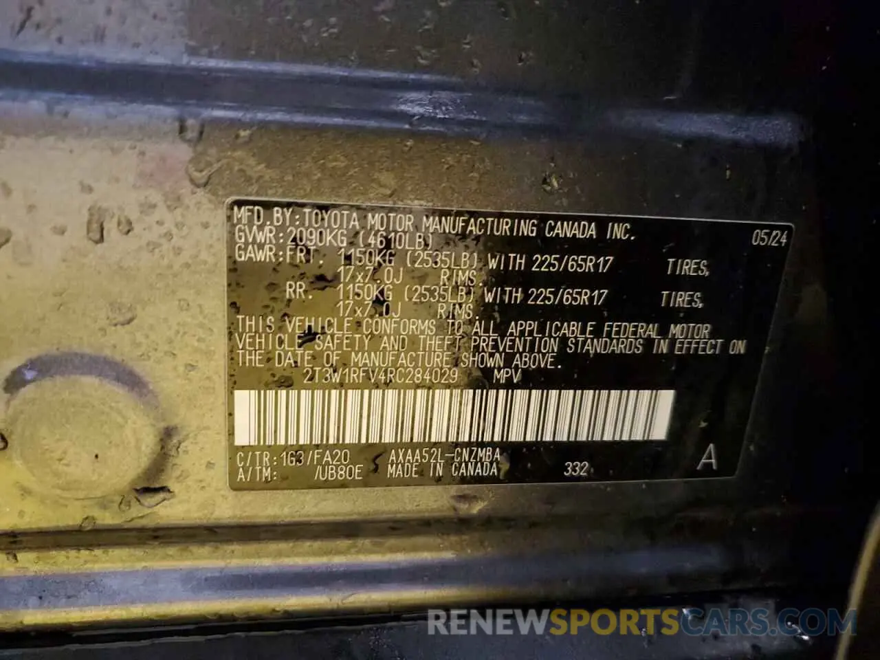 14 fotografías del automóvil dañado 2T3W1RFV4RC284029 TOYOTA RAV4 2024