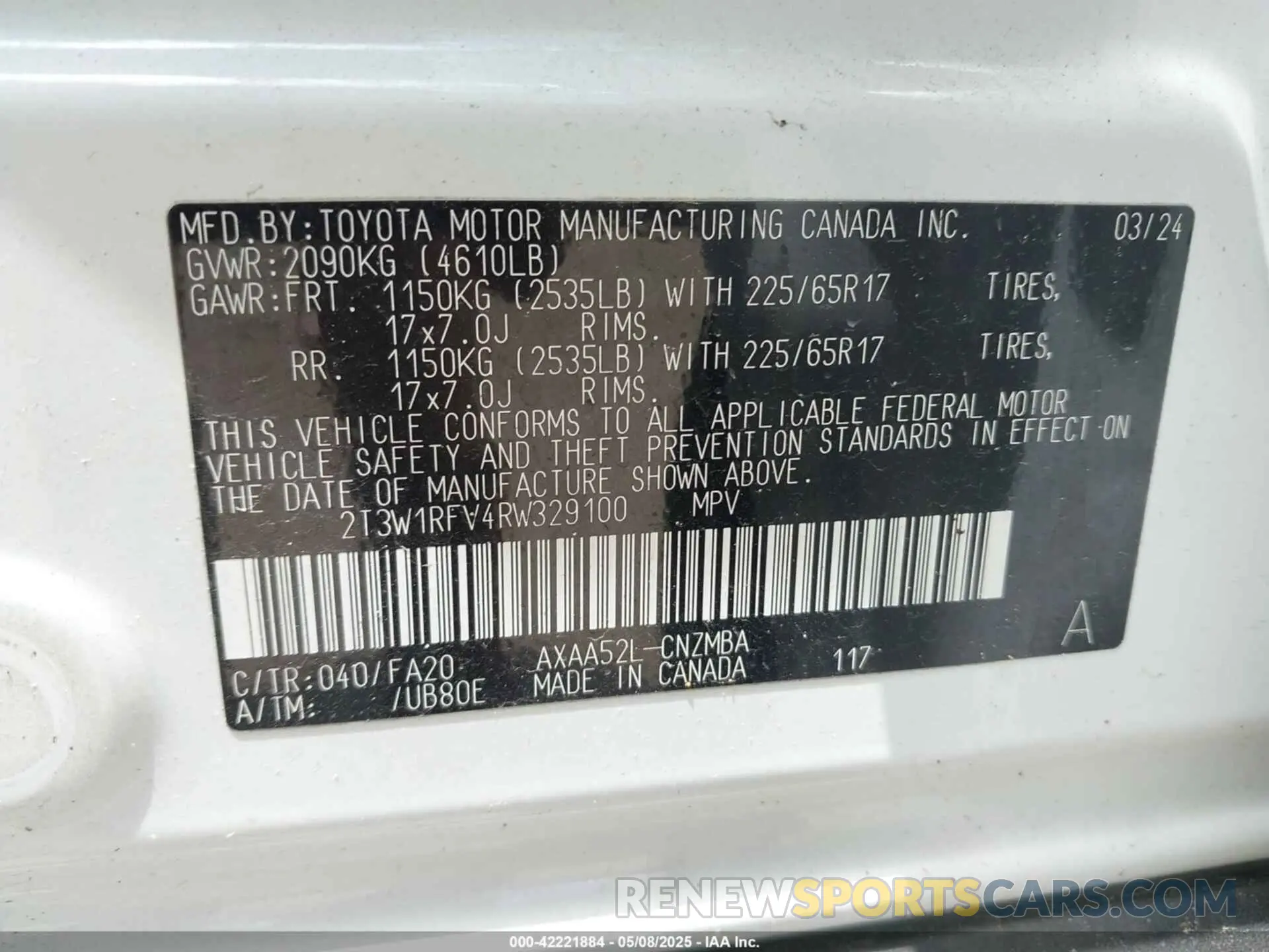 9 fotografías del automóvil dañado 2T3W1RFV4RW329100 TOYOTA RAV4 2024