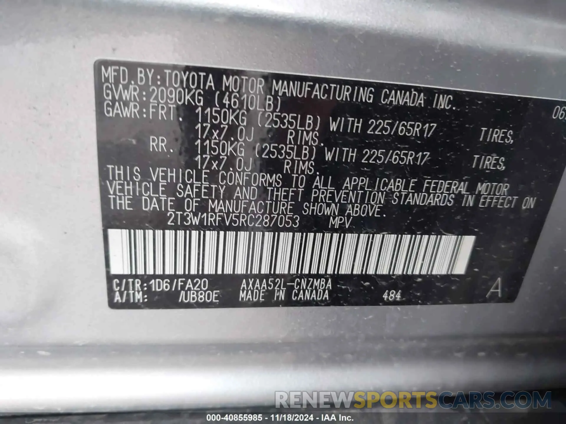 9 fotografías del automóvil dañado 2T3W1RFV5RC287053 TOYOTA RAV4 2024