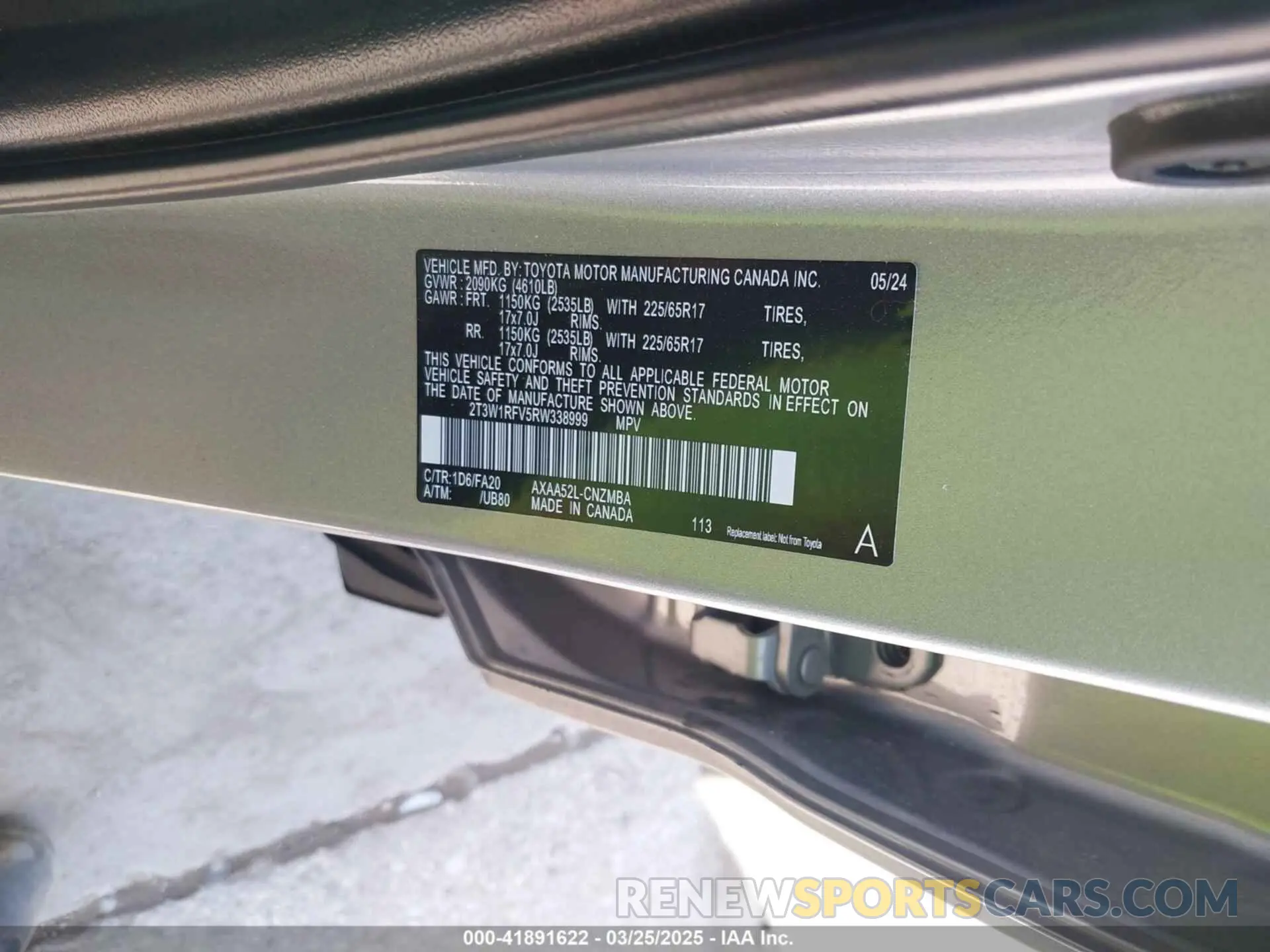 9 fotografías del automóvil dañado 2T3W1RFV5RW338999 TOYOTA RAV4 2024