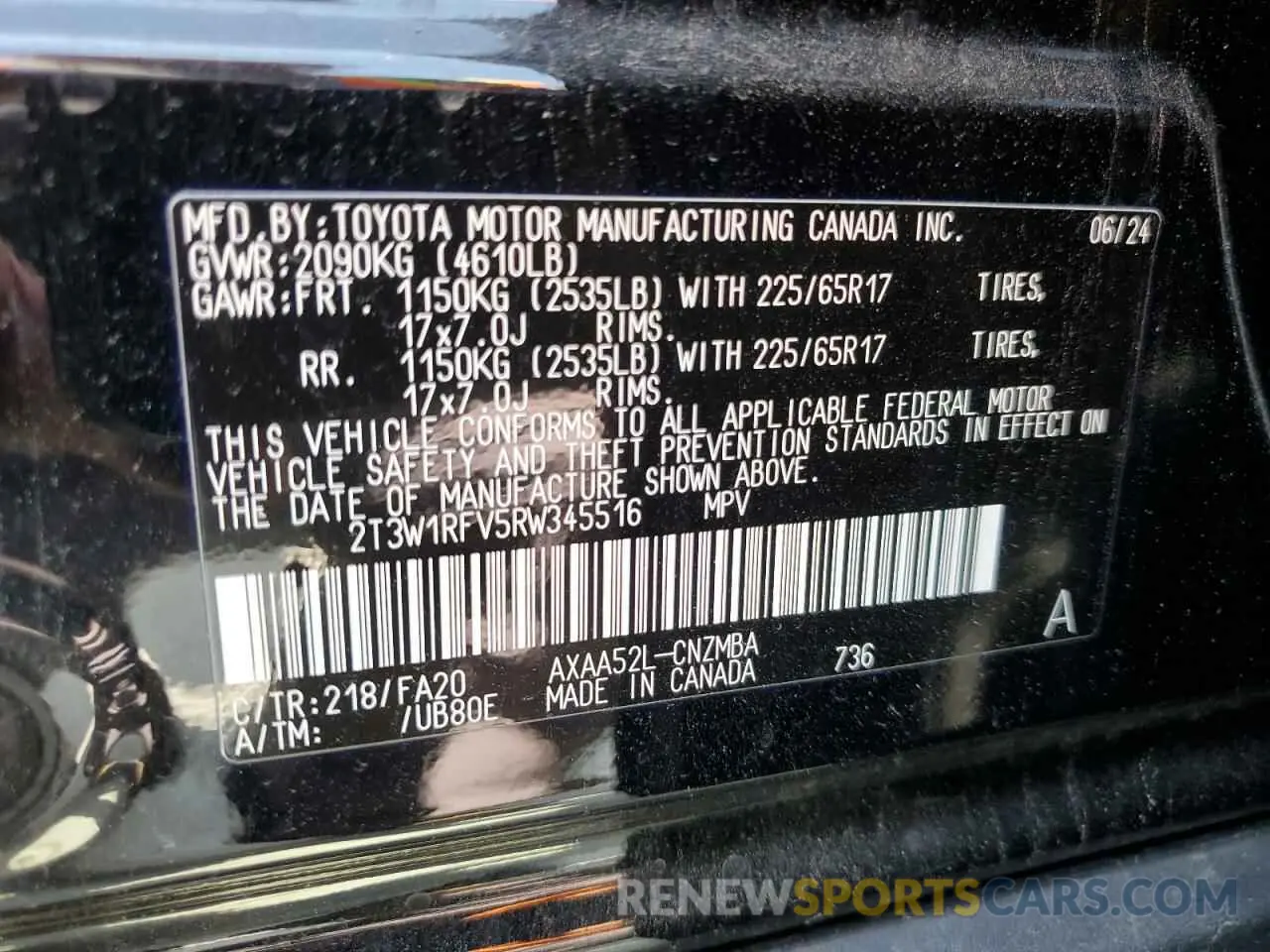 12 fotografías del automóvil dañado 2T3W1RFV5RW345516 TOYOTA RAV4 2024