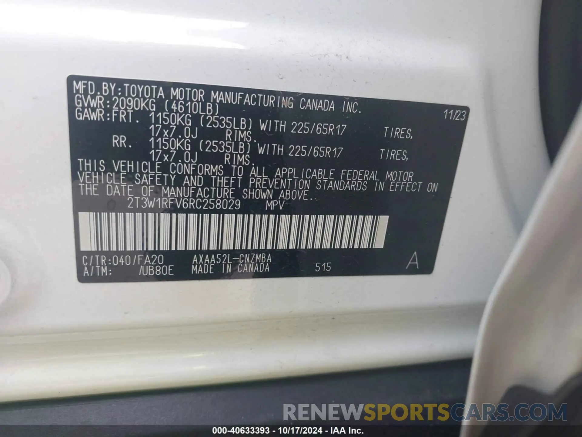 9 fotografías del automóvil dañado 2T3W1RFV6RC258029 TOYOTA RAV4 2024