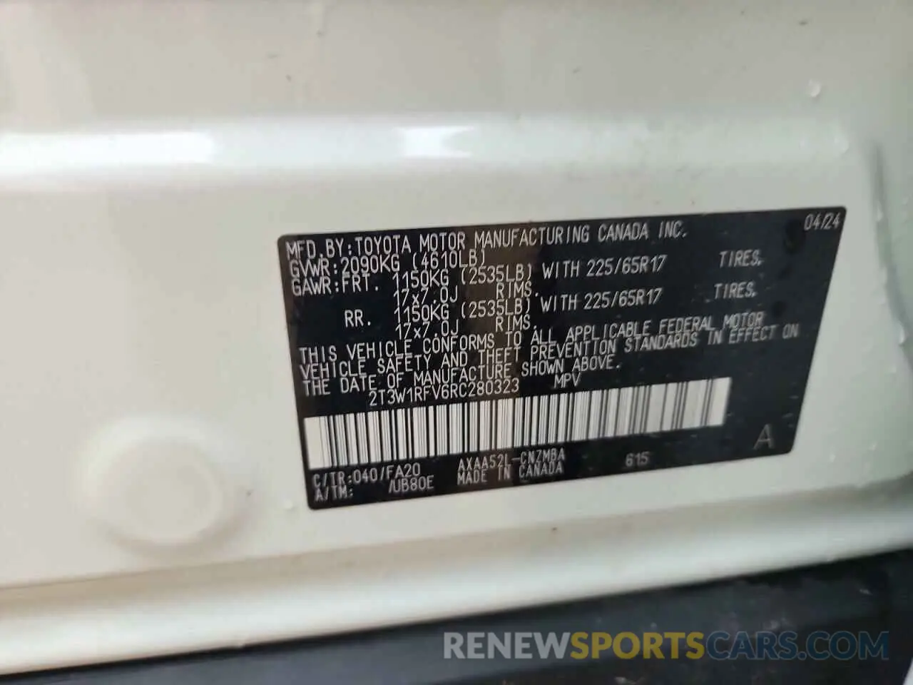 13 fotografías del automóvil dañado 2T3W1RFV6RC280323 TOYOTA RAV4 2024