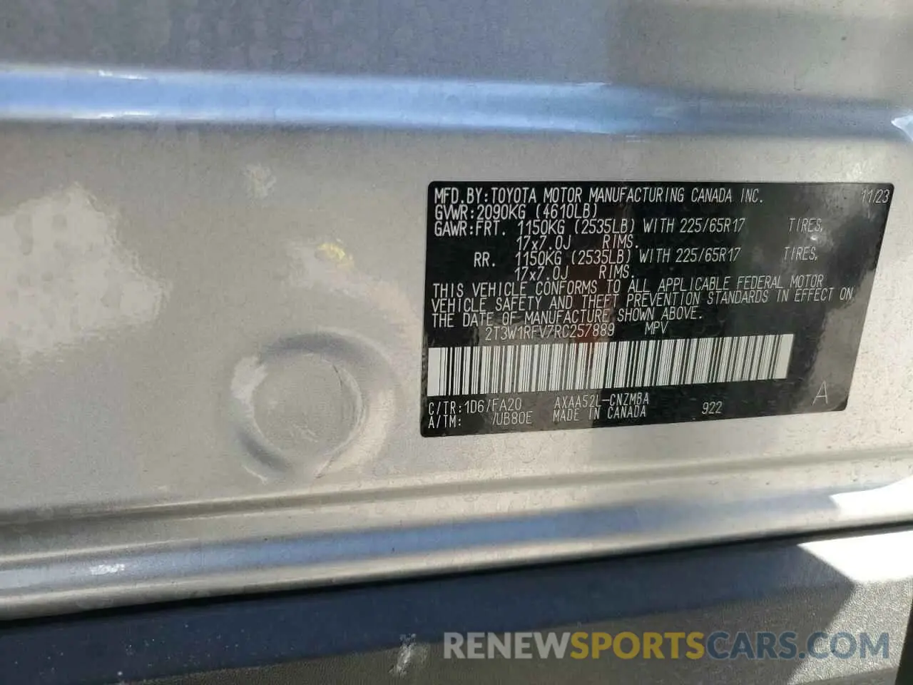13 fotografías del automóvil dañado 2T3W1RFV7RC257889 TOYOTA RAV4 2024