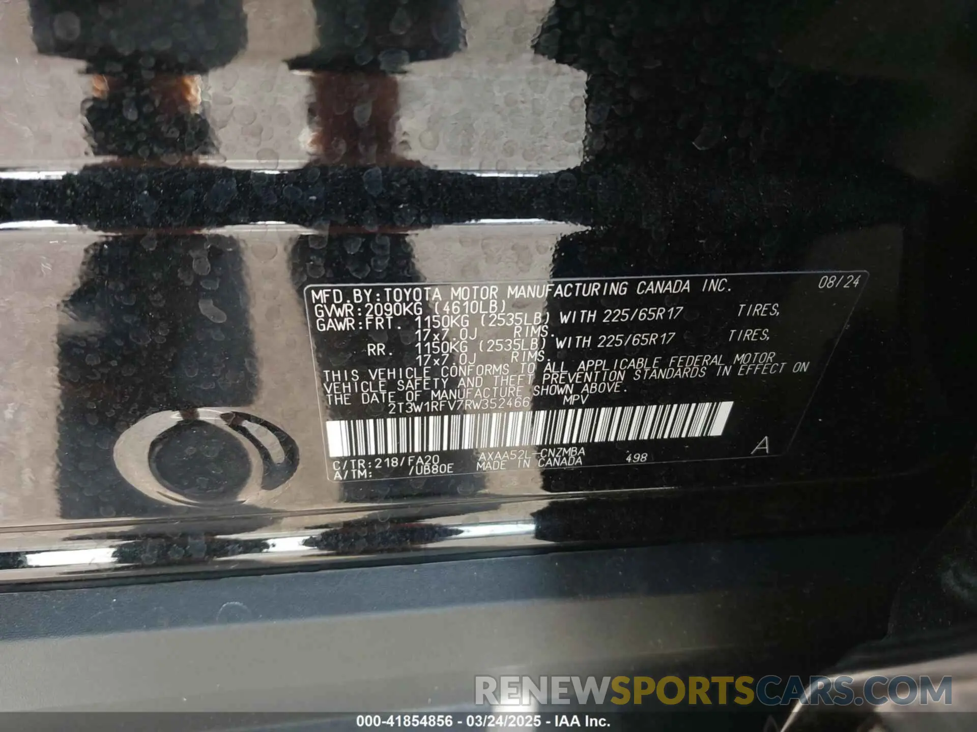 9 fotografías del automóvil dañado 2T3W1RFV7RW352466 TOYOTA RAV4 2024