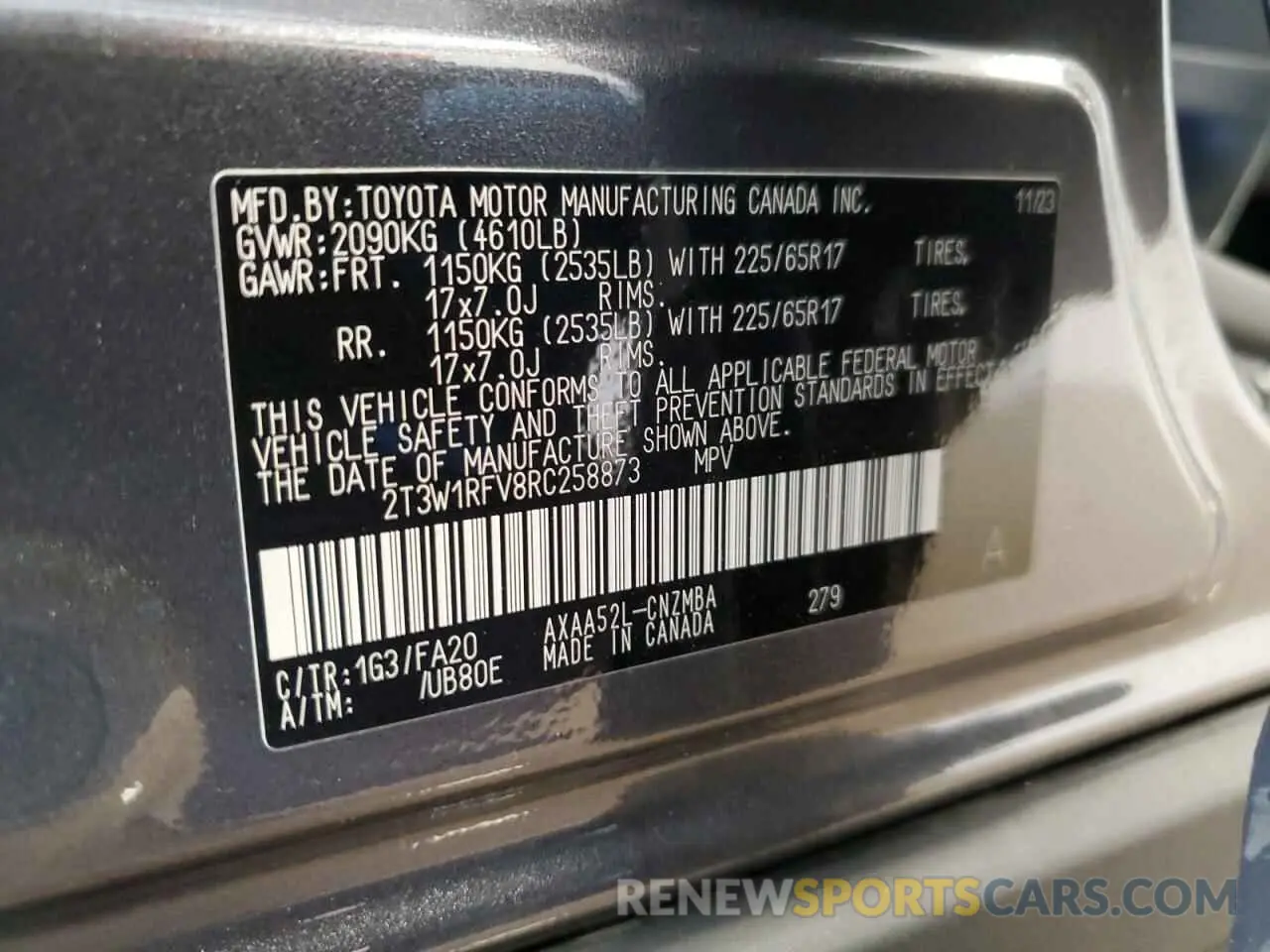 14 fotografías del automóvil dañado 2T3W1RFV8RC258873 TOYOTA RAV4 2024