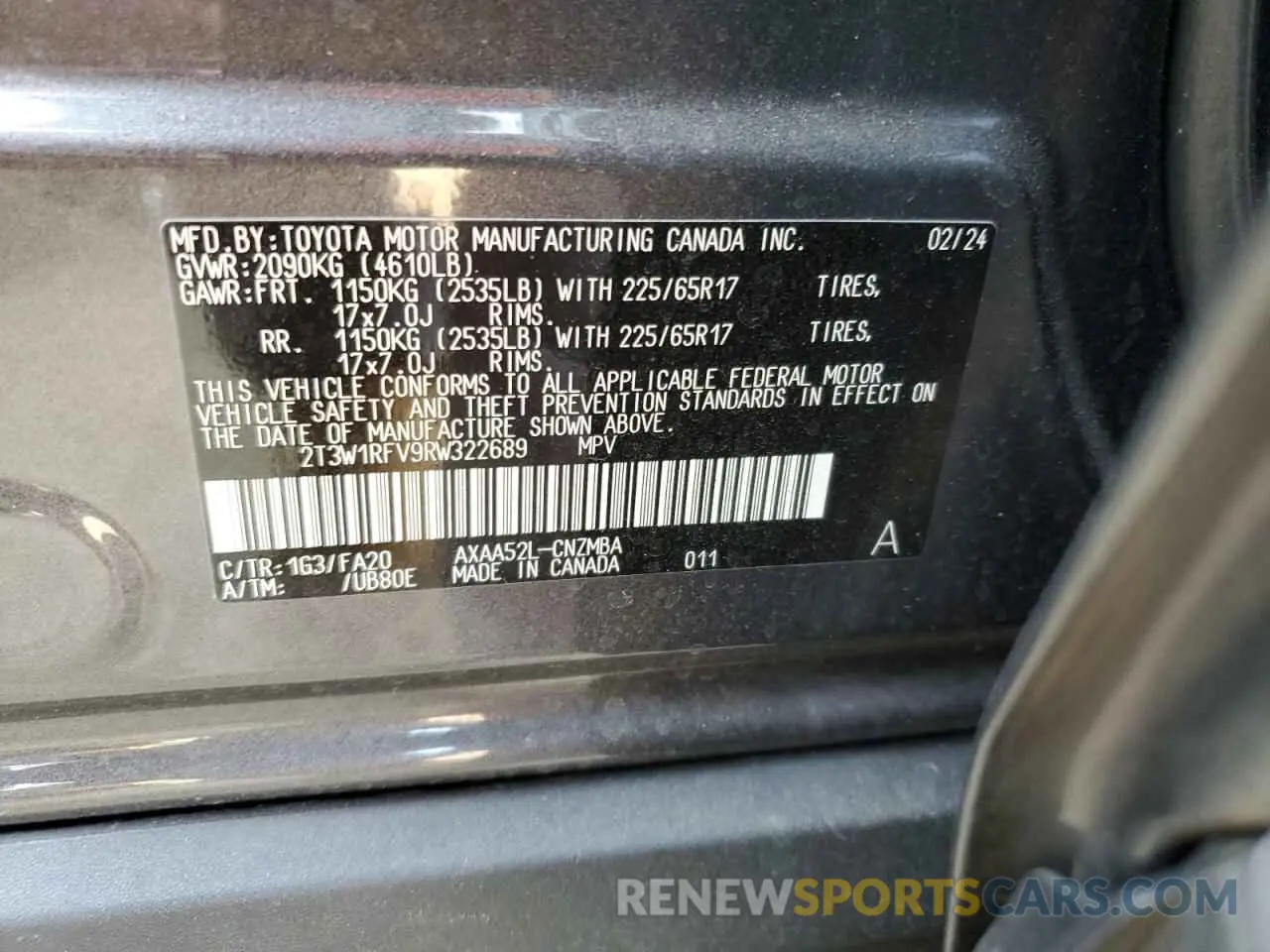 14 fotografías del automóvil dañado 2T3W1RFV9RW322689 TOYOTA RAV4 2024