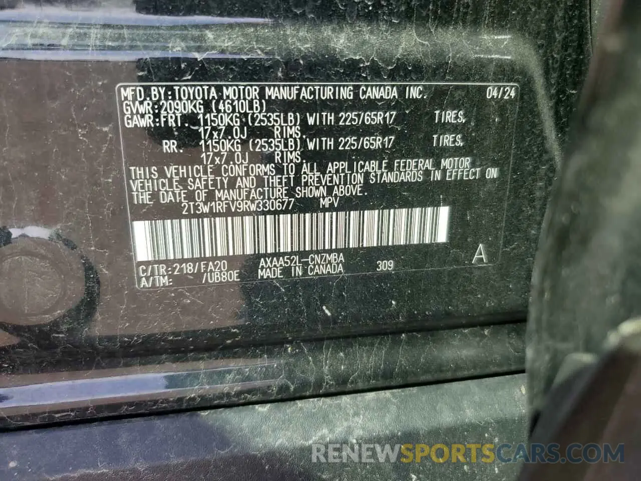 13 fotografías del automóvil dañado 2T3W1RFV9RW330677 TOYOTA RAV4 2024