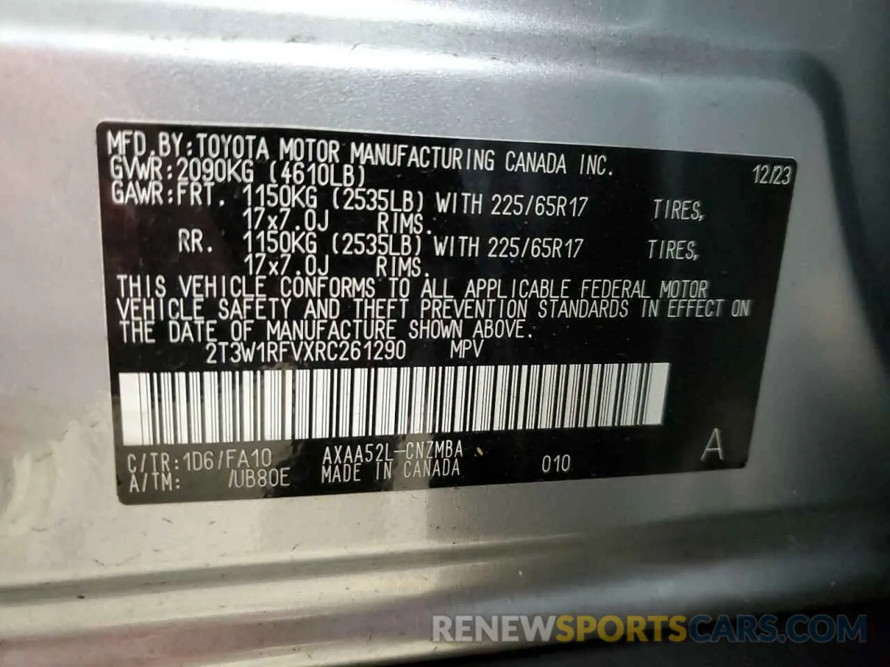 13 fotografías del automóvil dañado 2T3W1RFVXRC261290 TOYOTA RAV4 2024