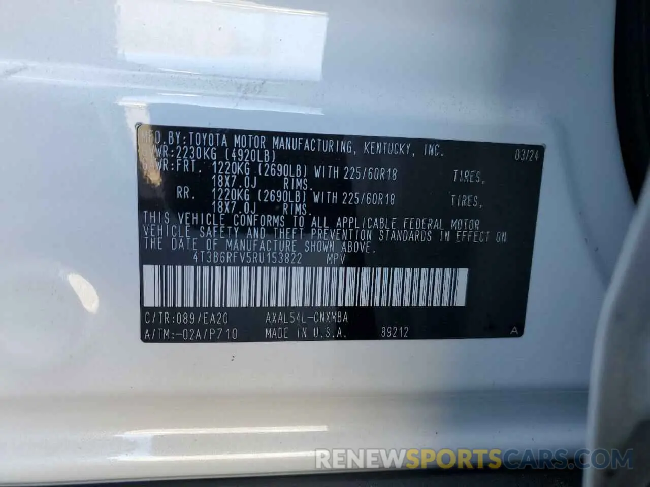 14 fotografías del automóvil dañado 4T3B6RFV5RU153822 TOYOTA RAV4 2024