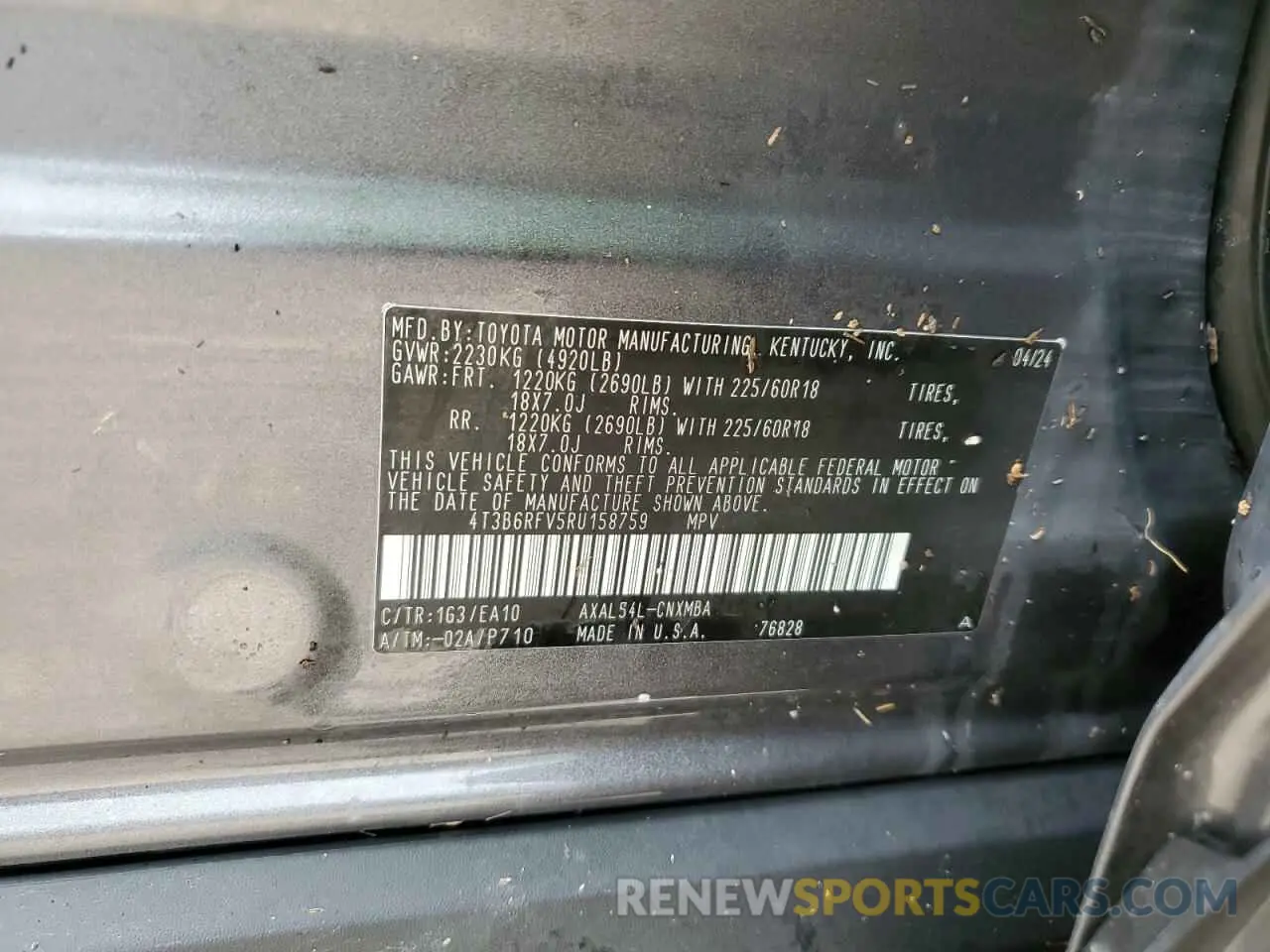 14 fotografías del automóvil dañado 4T3B6RFV5RU158759 TOYOTA RAV4 2024
