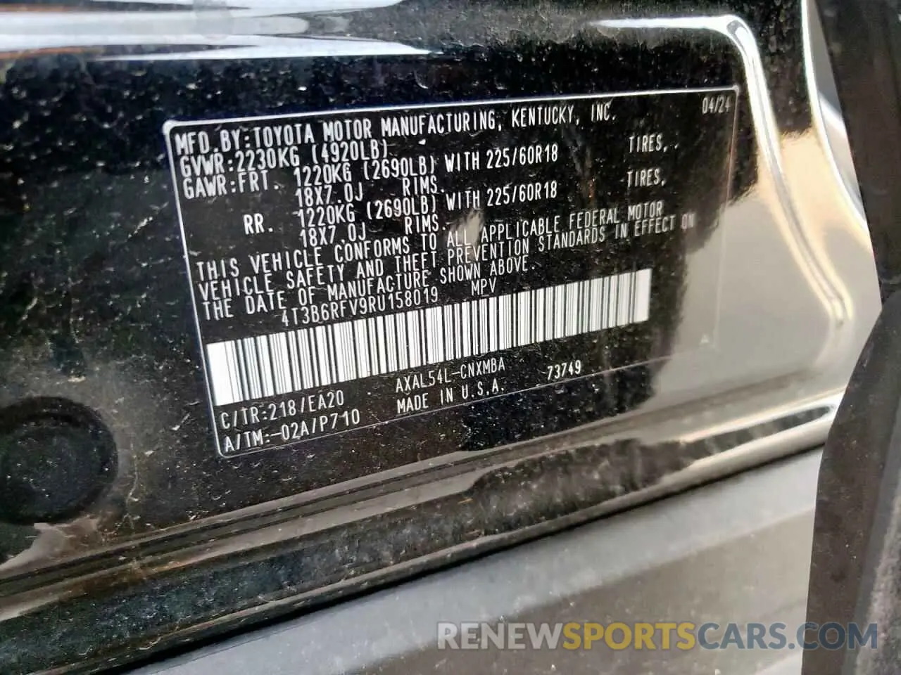 14 fotografías del automóvil dañado 4T3B6RFV9RU158019 TOYOTA RAV4 2024