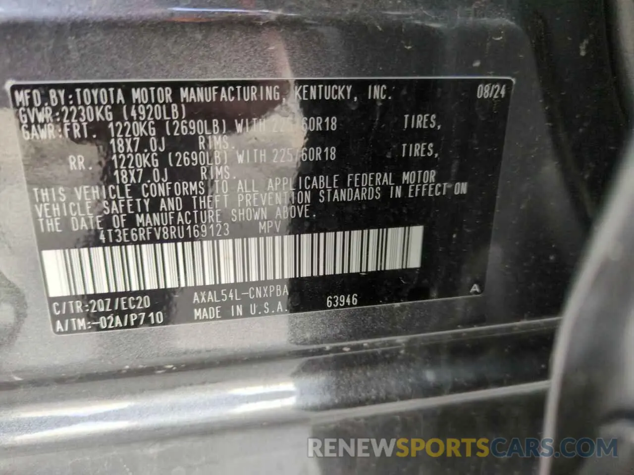 14 fotografías del automóvil dañado 4T3E6RFV8RU169123 TOYOTA RAV4 2024