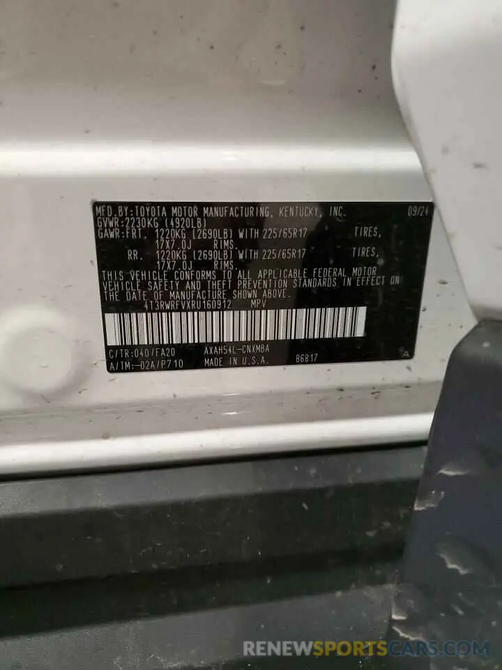 13 fotografías del automóvil dañado 4T3RWRFVXRU160912 TOYOTA RAV4 2024