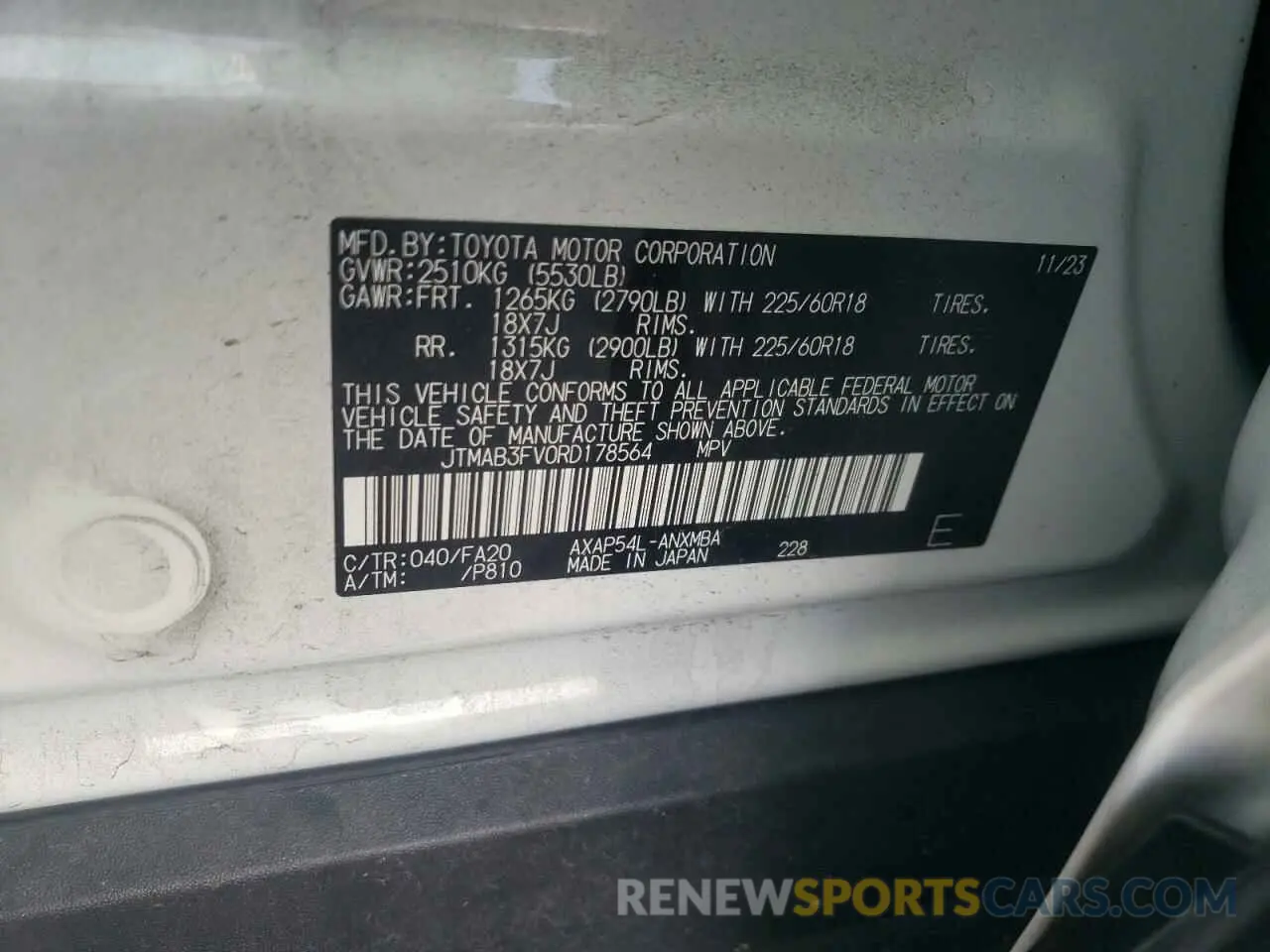 13 fotografías del automóvil dañado JTMAB3FV0RD178564 TOYOTA RAV4 2024