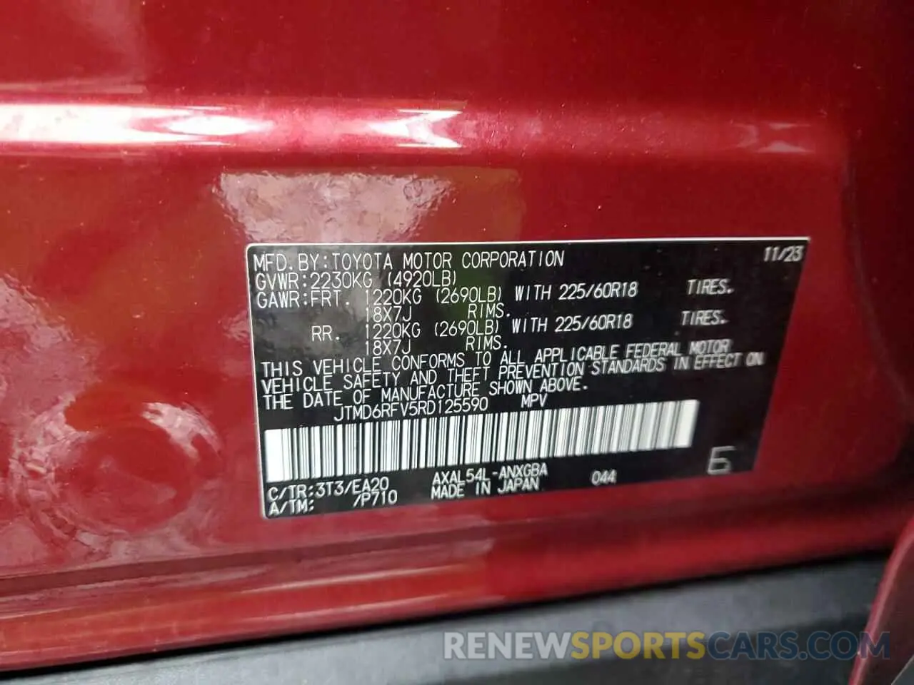 13 fotografías del automóvil dañado JTMD6RFV5RD125590 TOYOTA RAV4 2024