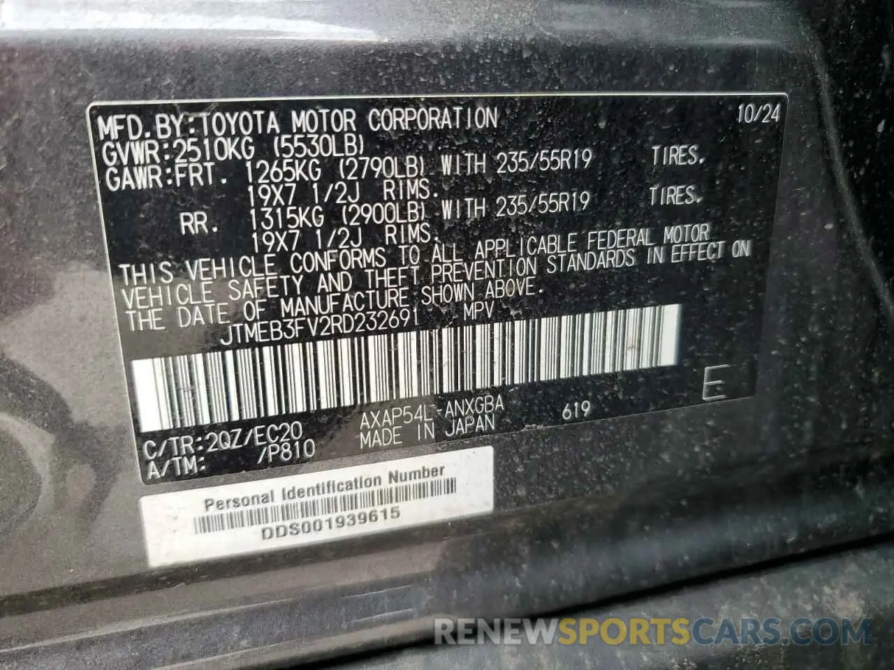 13 fotografías del automóvil dañado JTMEB3FV2RD232691 TOYOTA RAV4 2024