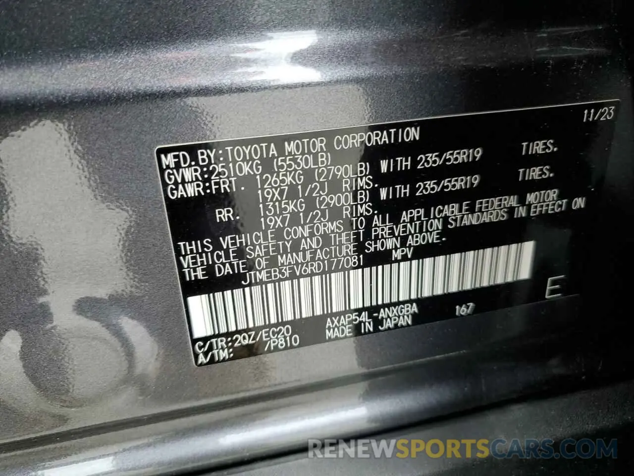 14 fotografías del automóvil dañado JTMEB3FV6RD177081 TOYOTA RAV4 2024