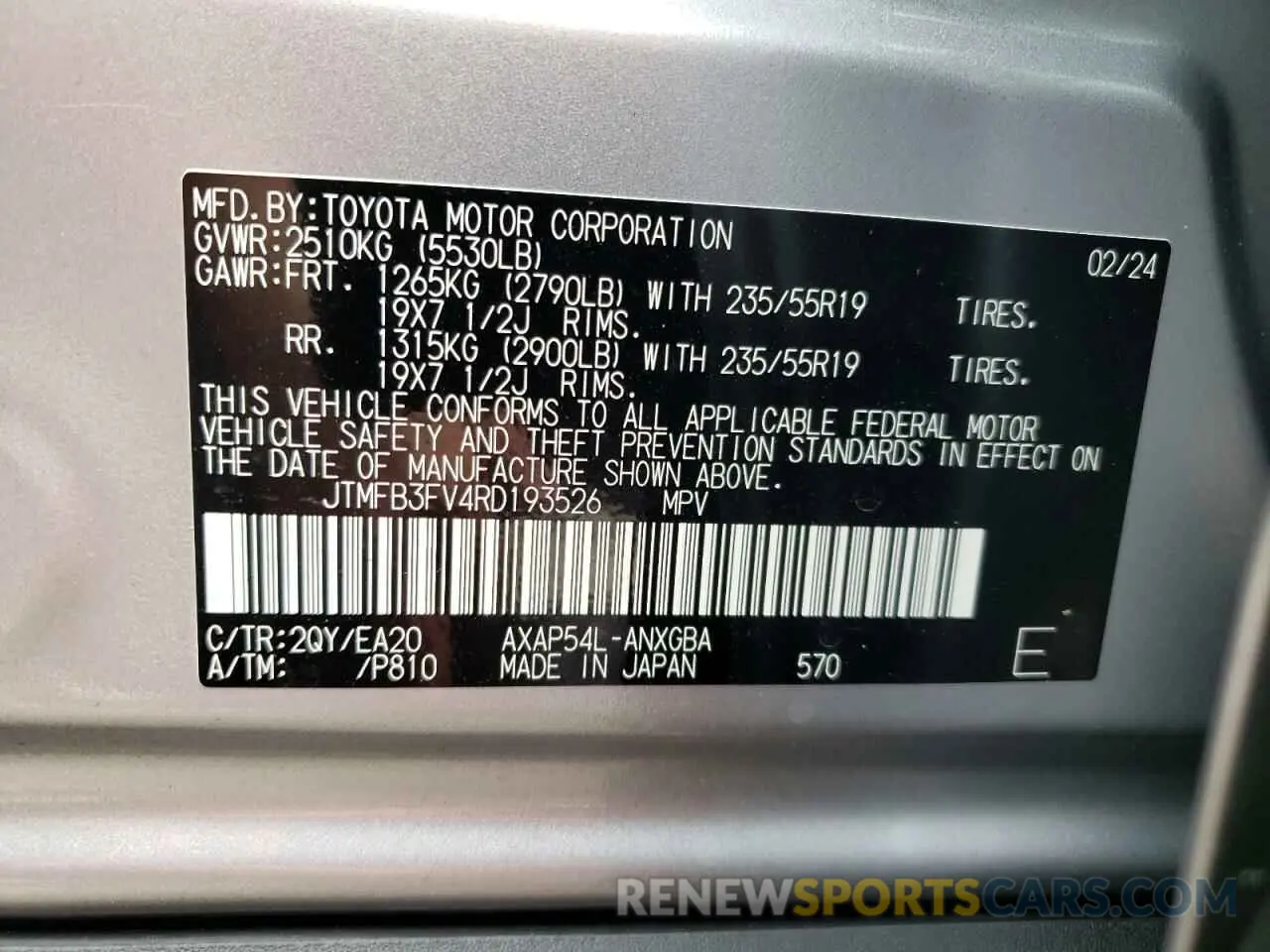 13 fotografías del automóvil dañado JTMFB3FV4RD193526 TOYOTA RAV4 2024