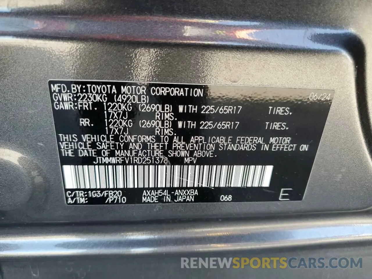 14 fotografías del automóvil dañado JTMMWRFV1RD251378 TOYOTA RAV4 2024