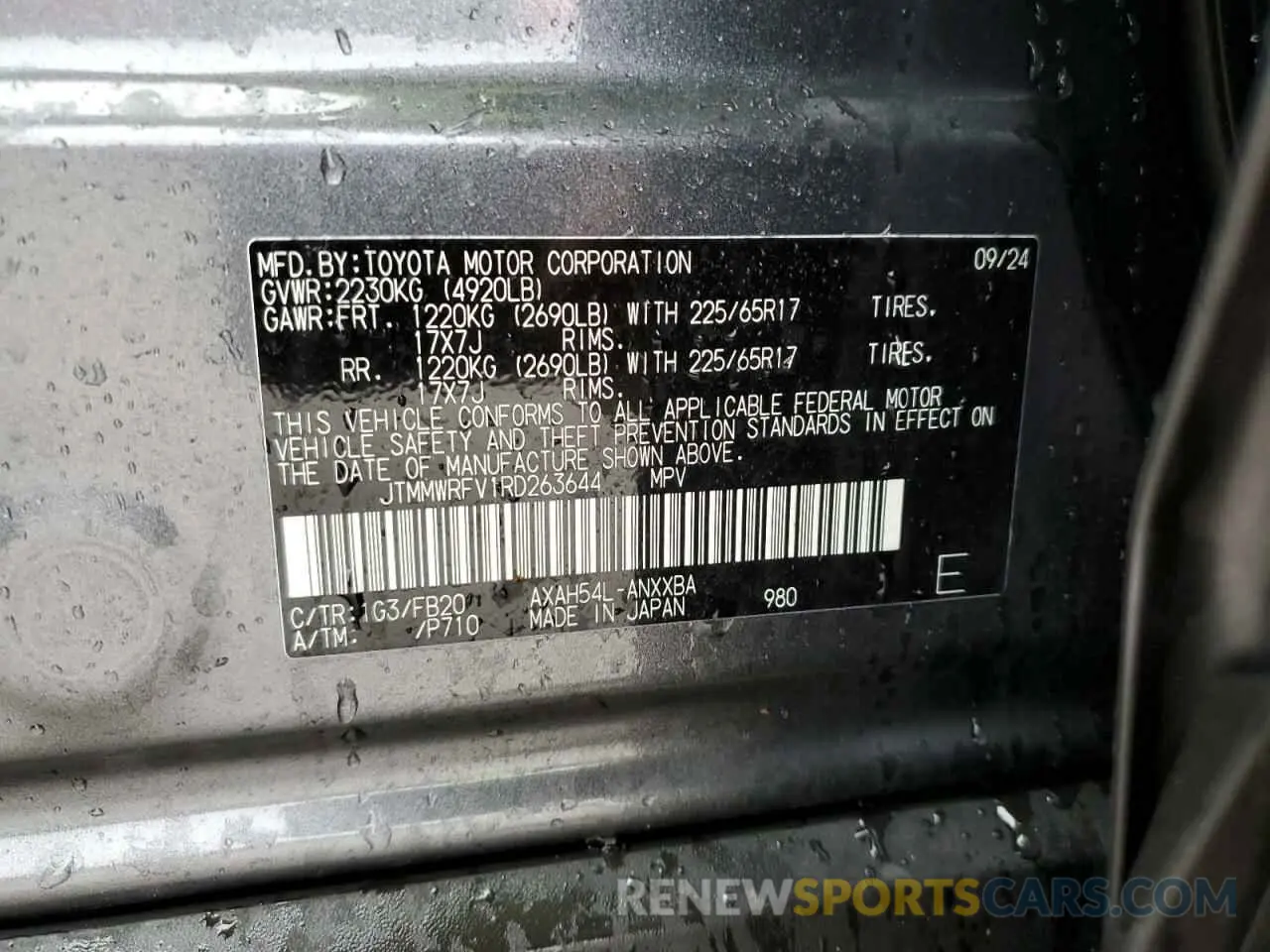 13 fotografías del automóvil dañado JTMMWRFV1RD263644 TOYOTA RAV4 2024