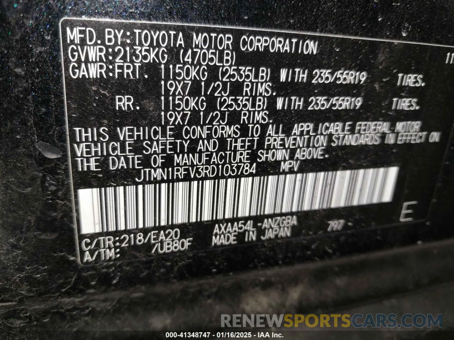 9 fotografías del automóvil dañado JTMN1RFV3RD103784 TOYOTA RAV4 2024