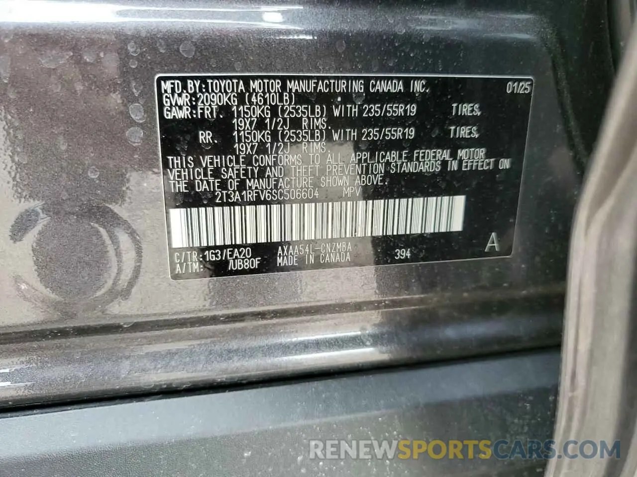 14 fotografías del automóvil dañado 2T3A1RFV6SC506604 TOYOTA RAV4 2025
