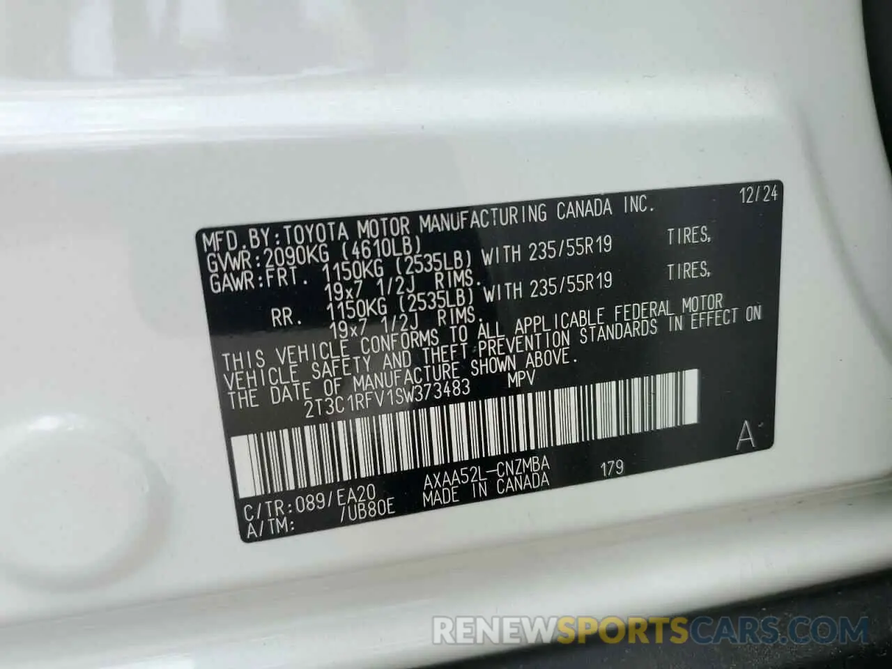 15 fotografías del automóvil dañado 2T3C1RFV1SW373483 TOYOTA RAV4 2025