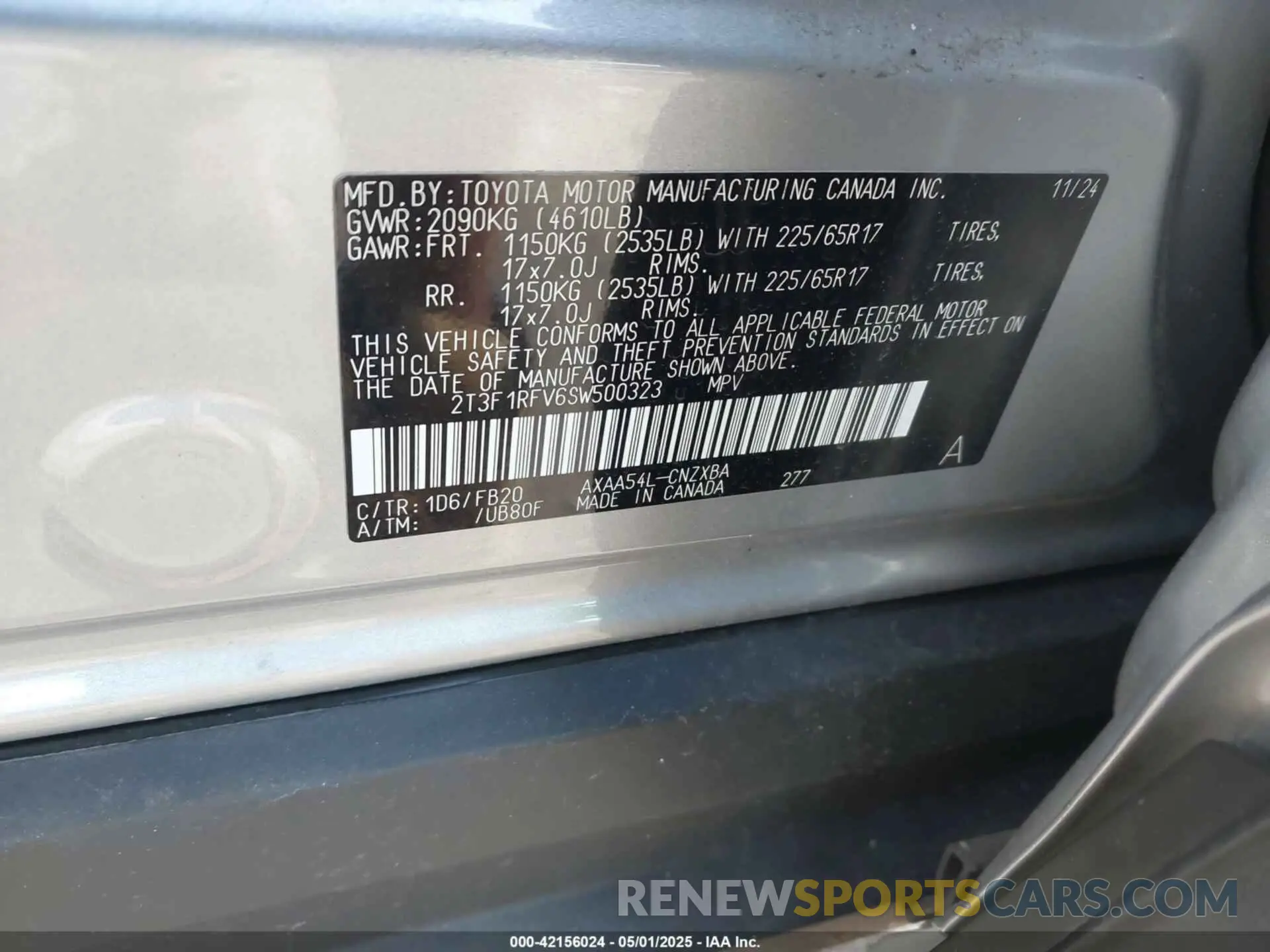 9 fotografías del automóvil dañado 2T3F1RFV6SW500323 TOYOTA RAV4 2025