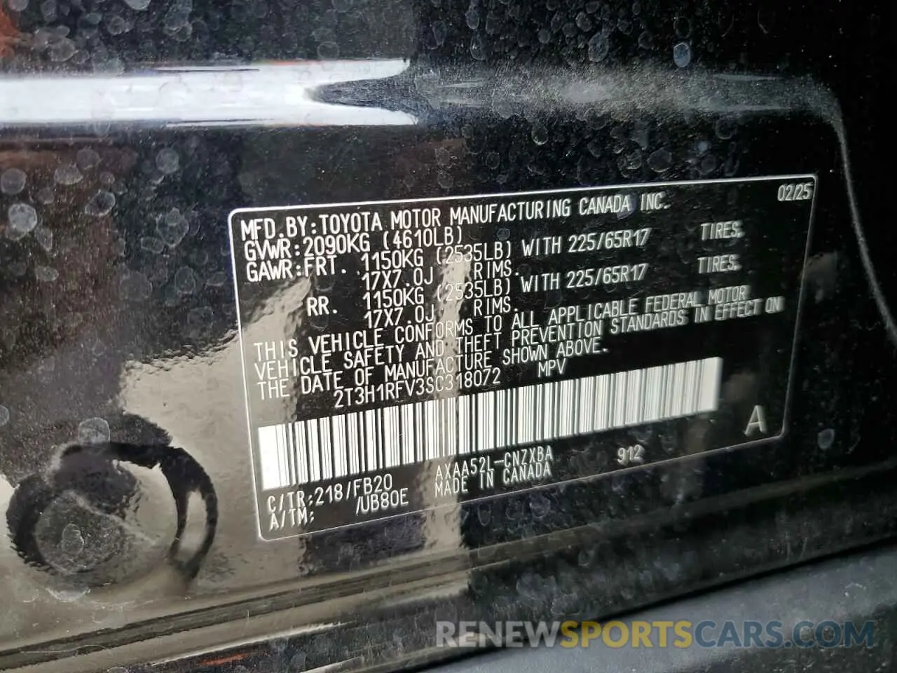 14 fotografías del automóvil dañado 2T3H1RFV3SC318072 TOYOTA RAV4 2025