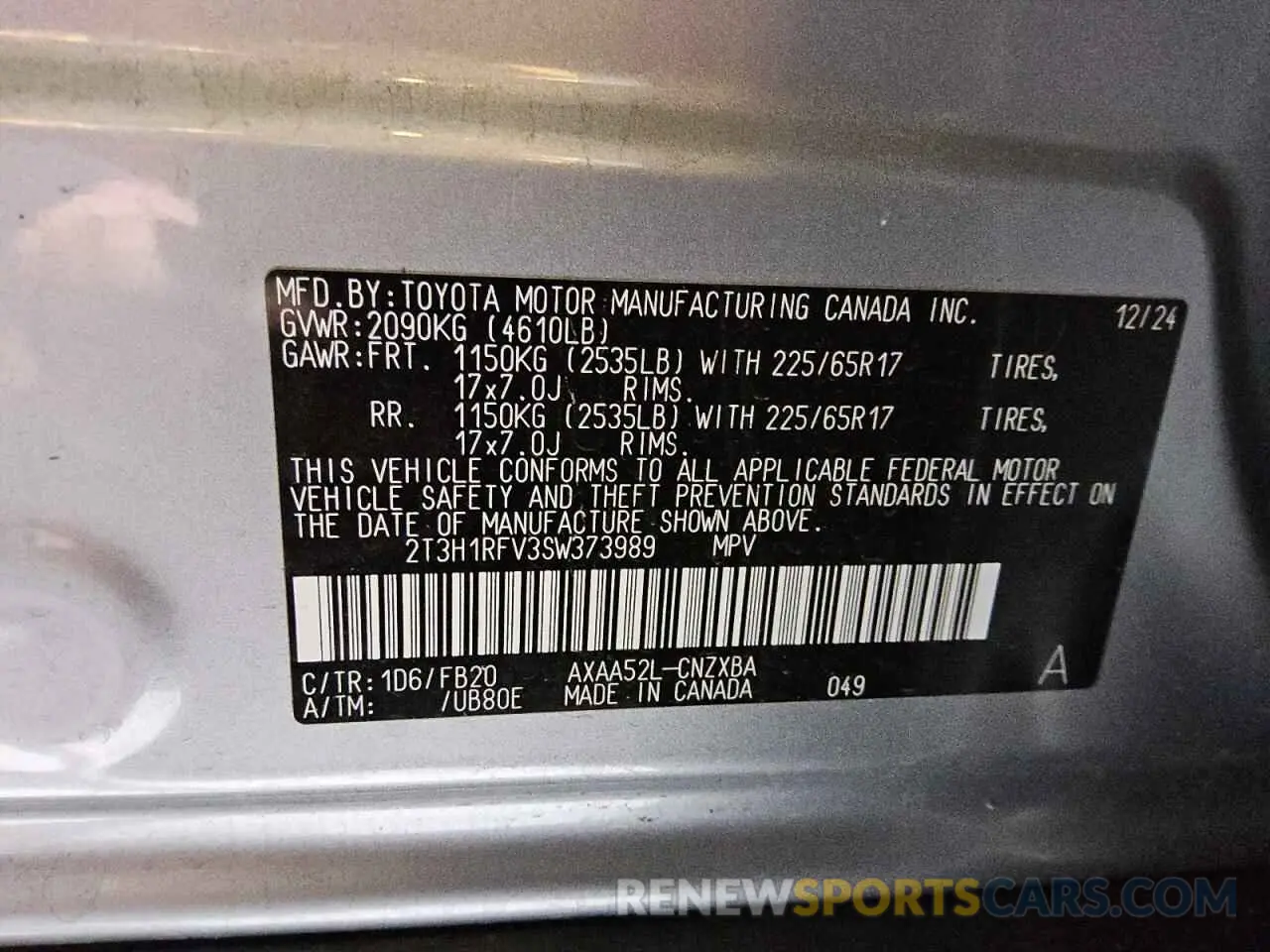 14 fotografías del automóvil dañado 2T3H1RFV3SW373989 TOYOTA RAV4 2025