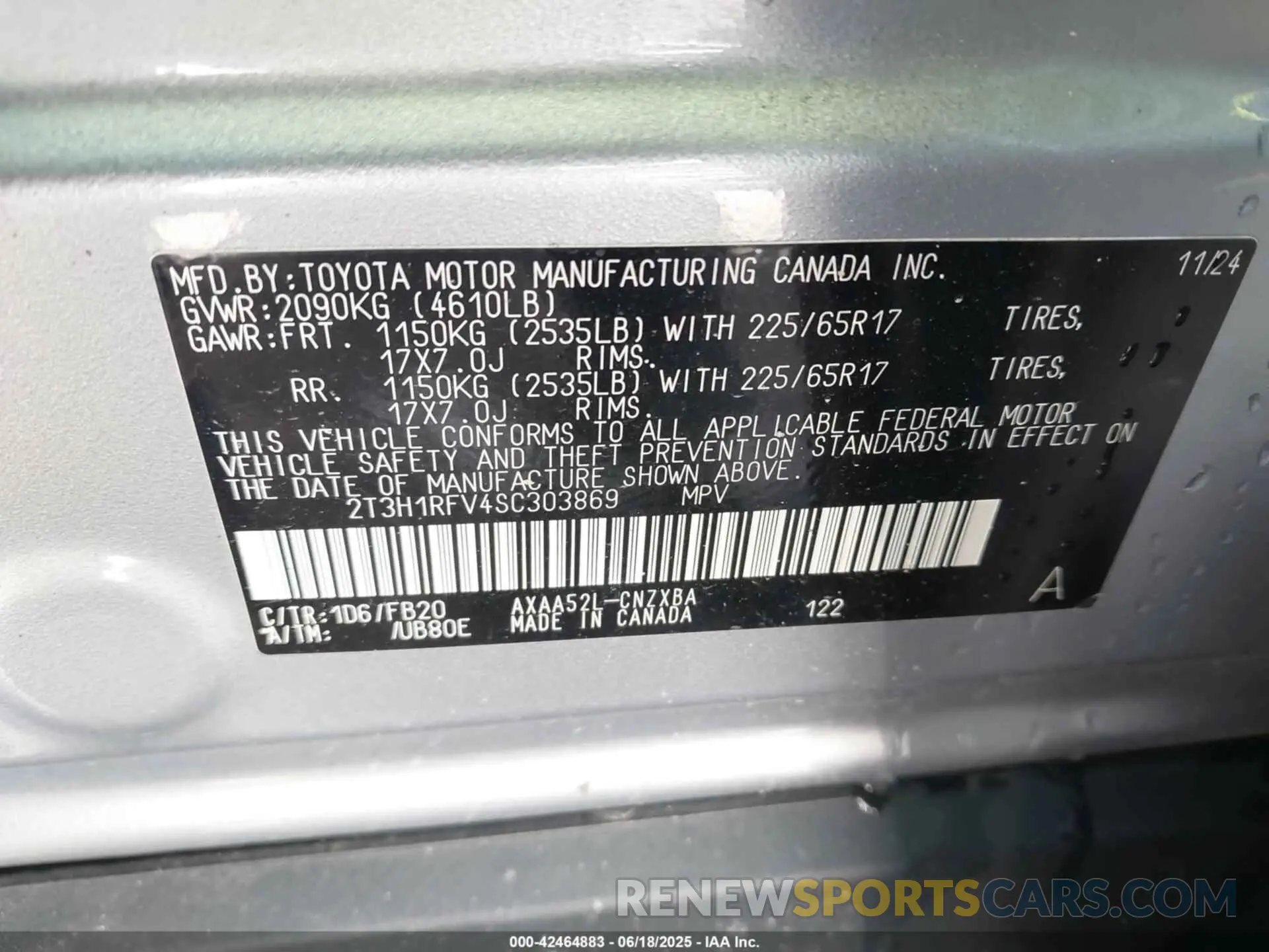 9 fotografías del automóvil dañado 2T3H1RFV4SC303869 TOYOTA RAV4 2025