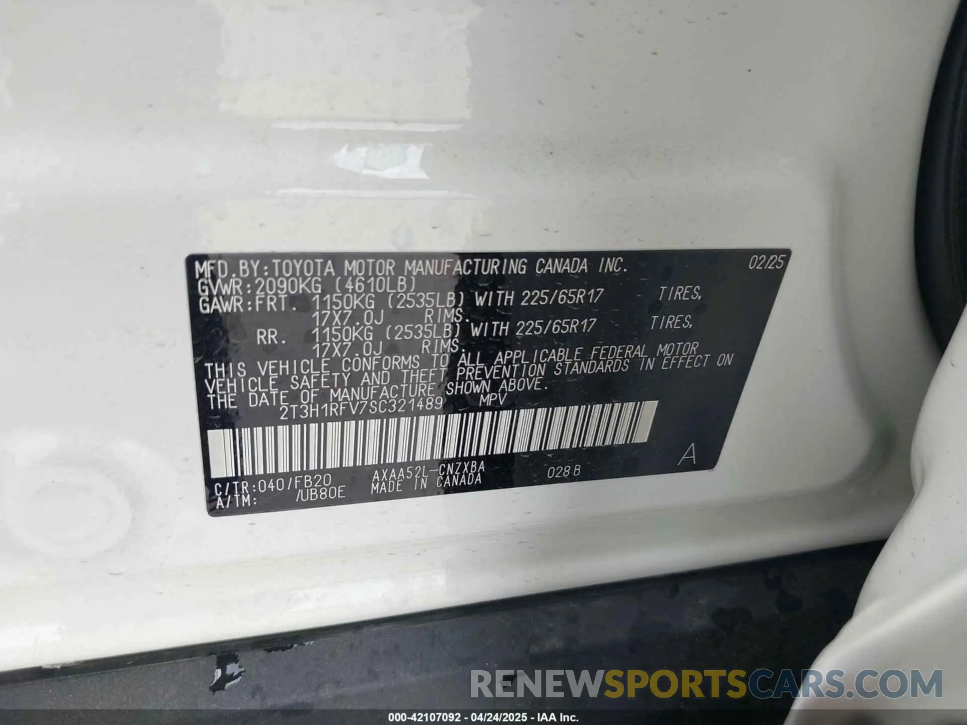 9 fotografías del automóvil dañado 2T3H1RFV7SC321489 TOYOTA RAV4 2025