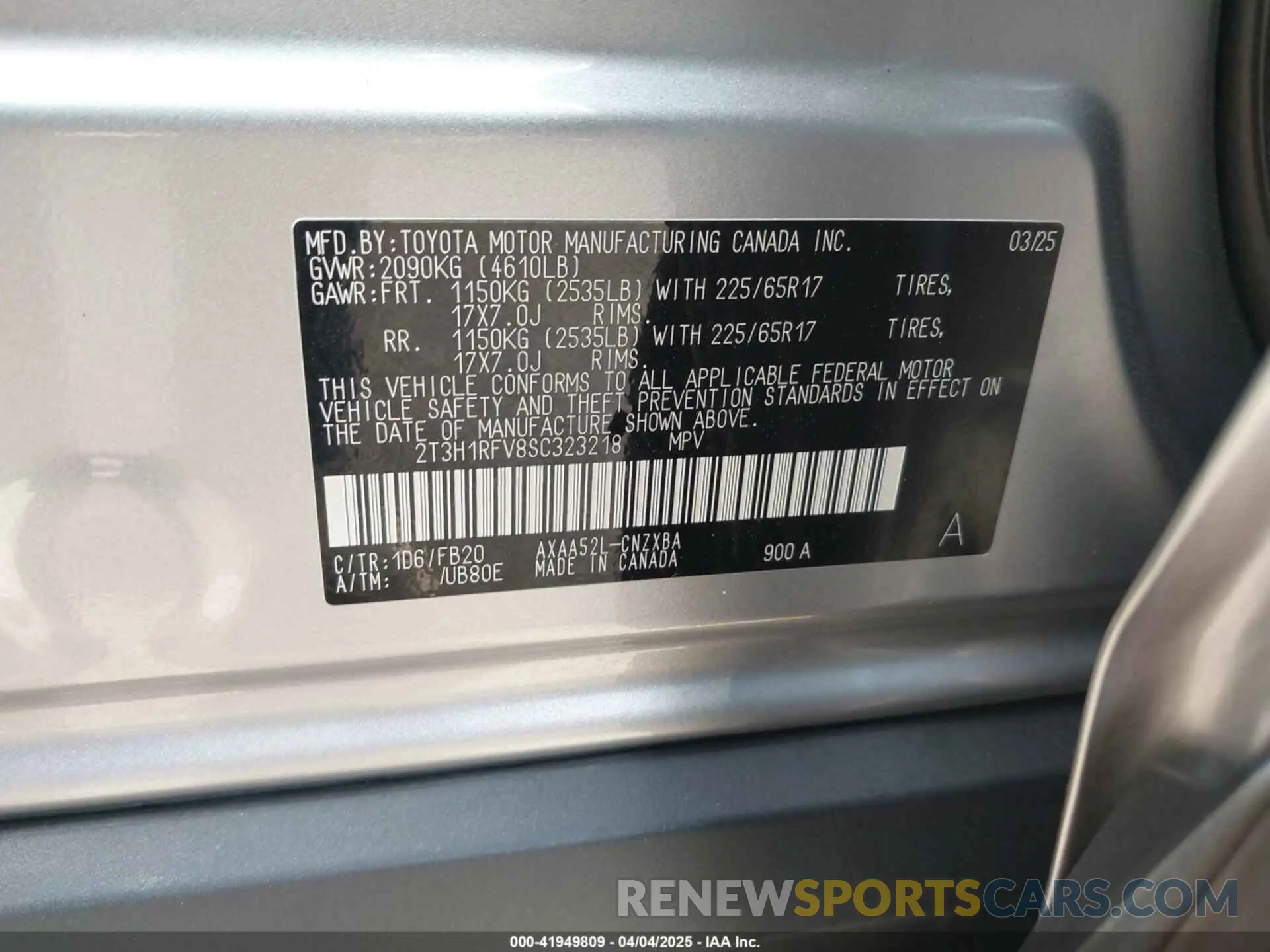 9 fotografías del automóvil dañado 2T3H1RFV8SC323218 TOYOTA RAV4 2025