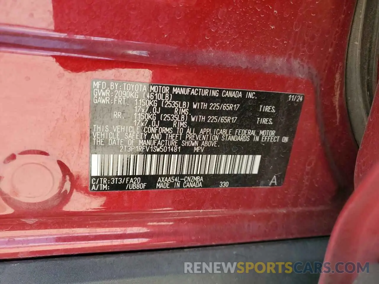 13 fotografías del automóvil dañado 2T3P1RFV1SW501481 TOYOTA RAV4 2025