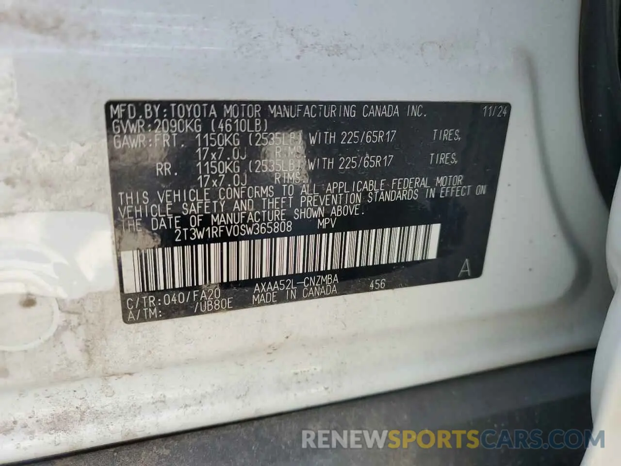 13 fotografías del automóvil dañado 2T3W1RFV0SW365808 TOYOTA RAV4 2025