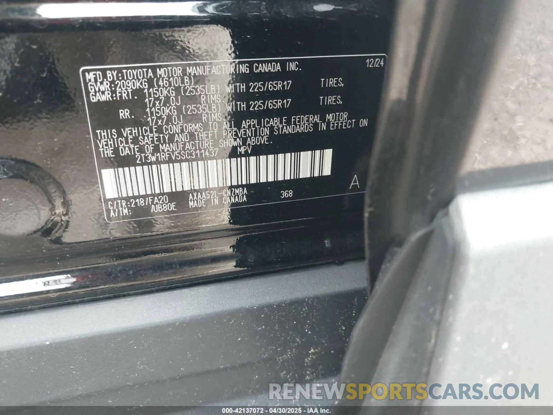 9 fotografías del automóvil dañado 2T3W1RFV5SC311437 TOYOTA RAV4 2025