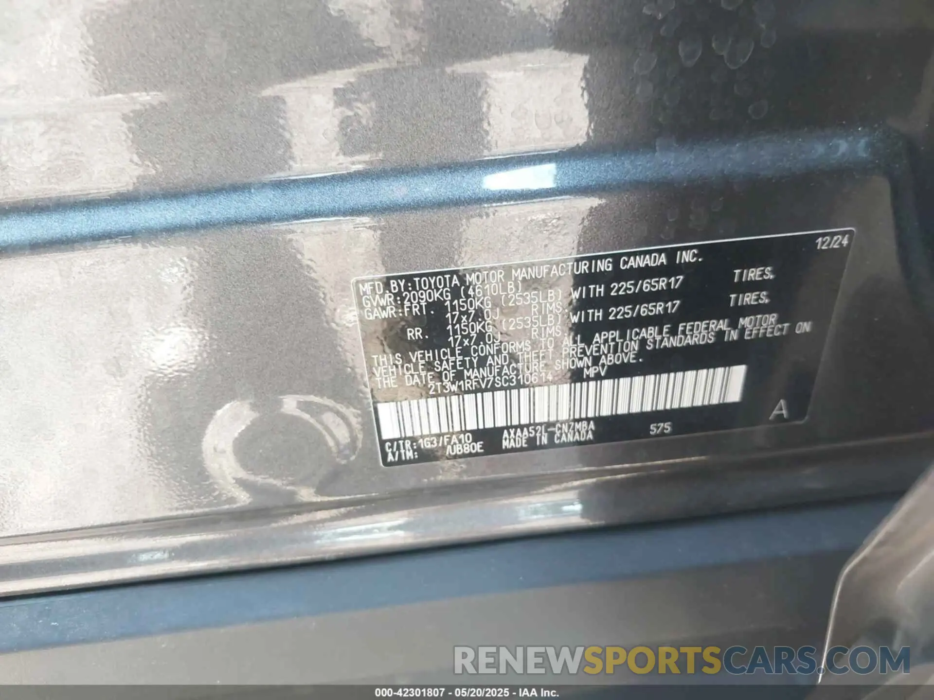9 fotografías del automóvil dañado 2T3W1RFV7SC310614 TOYOTA RAV4 2025
