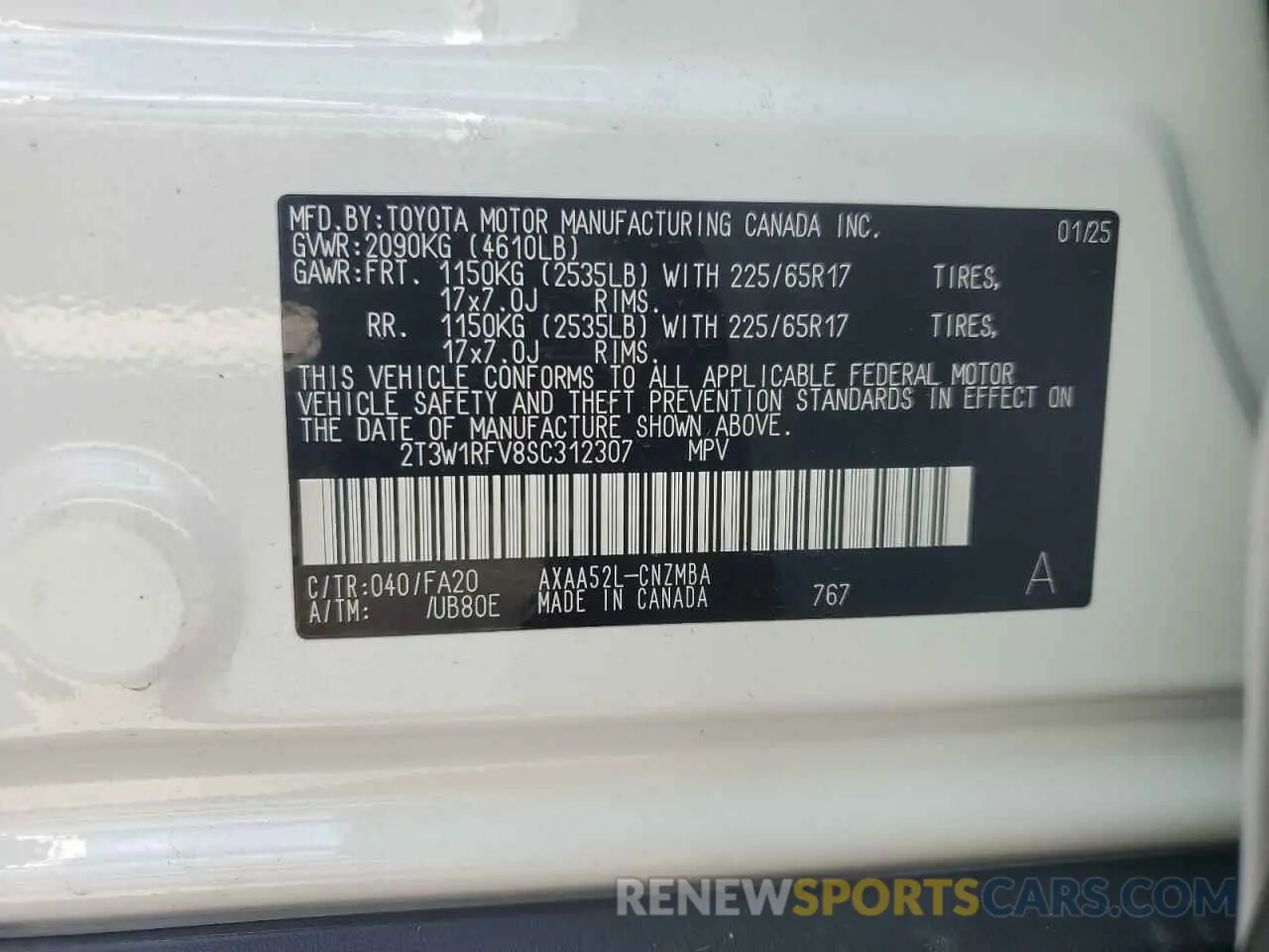13 fotografías del automóvil dañado 2T3W1RFV8SC312307 TOYOTA RAV4 2025