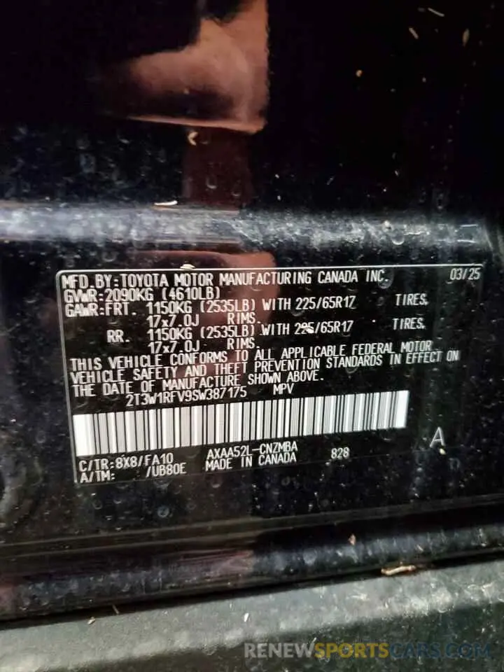13 fotografías del automóvil dañado 2T3W1RFV9SW387175 TOYOTA RAV4 2025