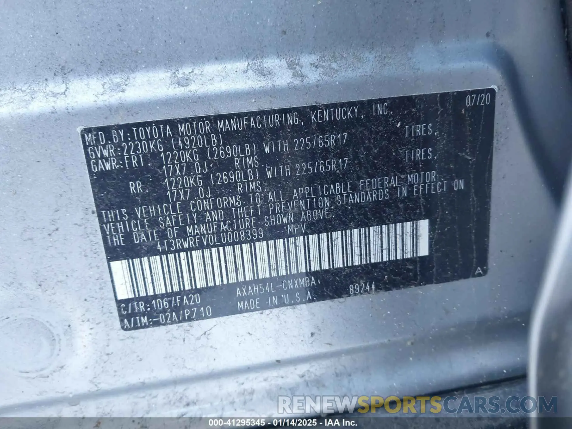 9 fotografías del automóvil dañado 4T3RWRFV0LU008399 TOYOTA RAV4 HYBRID 2020