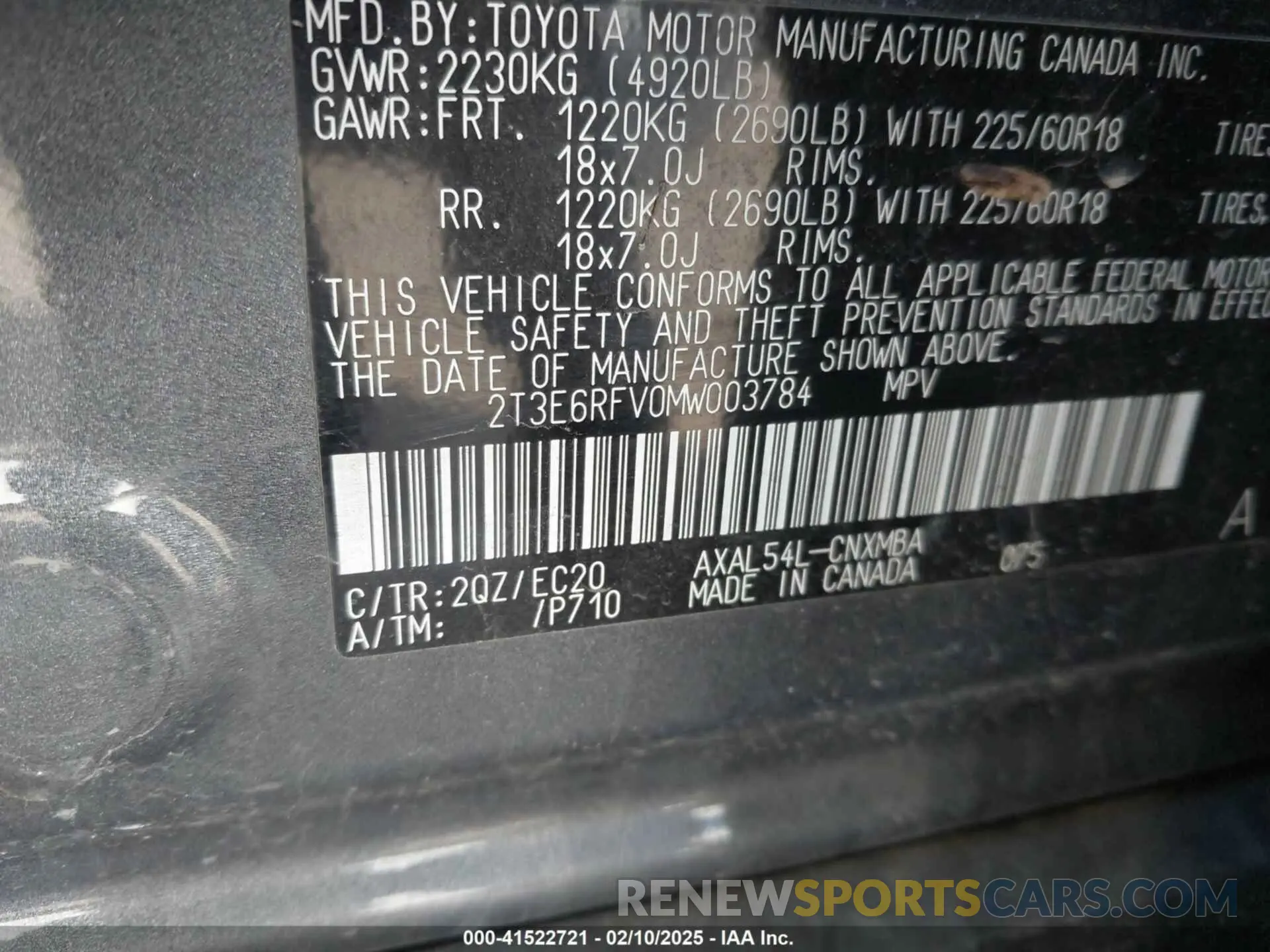 9 fotografías del automóvil dañado 2T3E6RFV0MW003784 TOYOTA RAV4 HYBRID 2021
