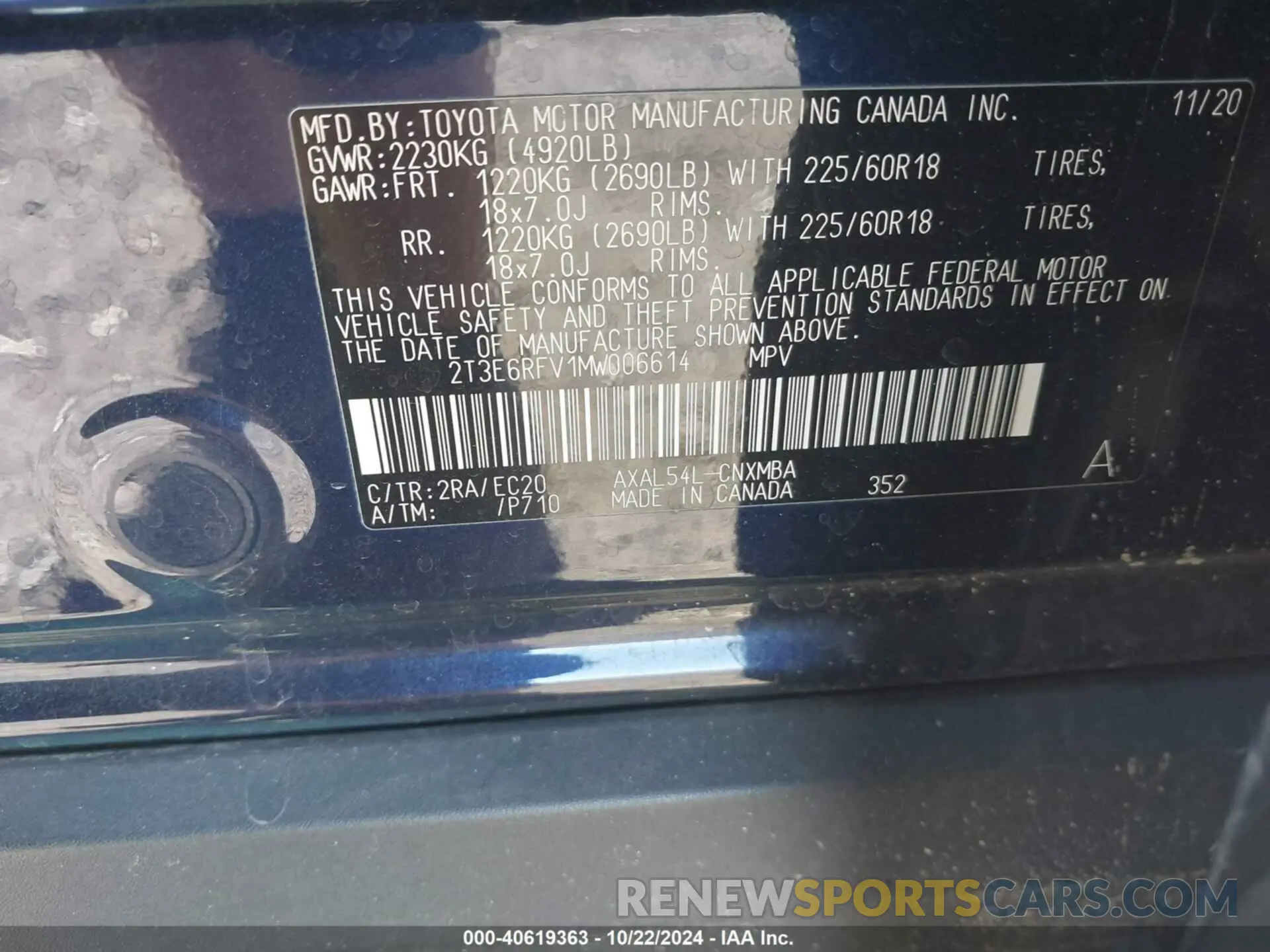 9 fotografías del automóvil dañado 2T3E6RFV1MW006614 TOYOTA RAV4 HYBRID 2021