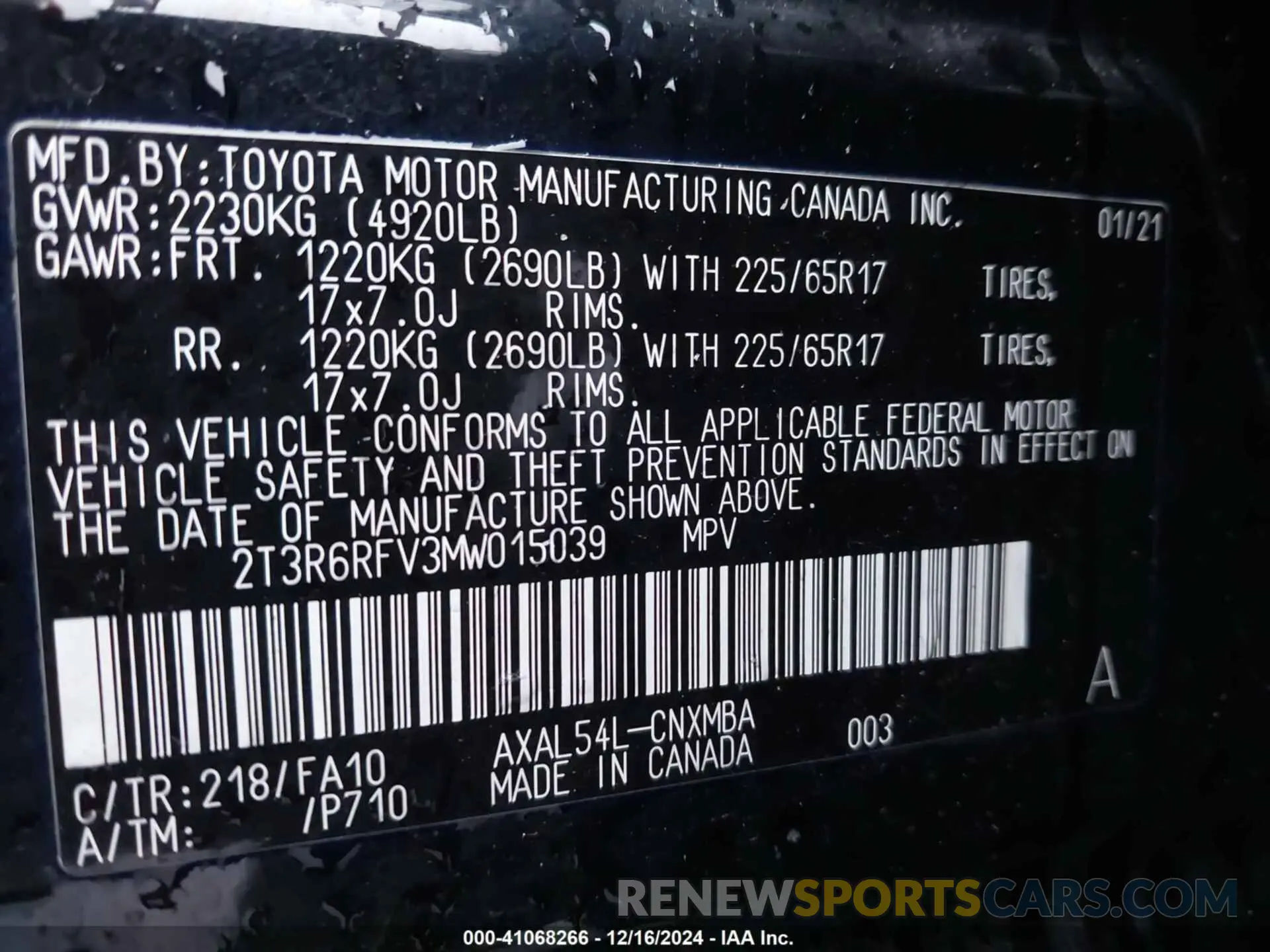 9 fotografías del automóvil dañado 2T3R6RFV3MW015039 TOYOTA RAV4 HYBRID 2021