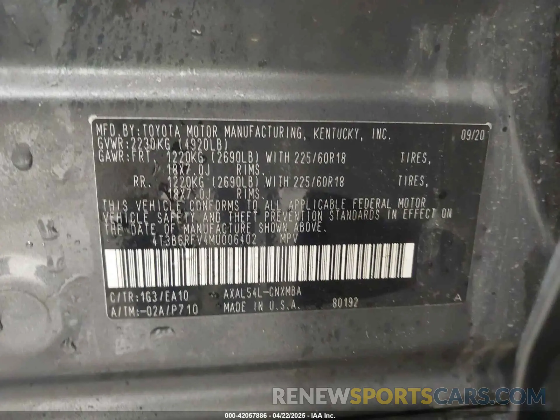 9 fotografías del automóvil dañado 4T3B6RFV4MU006402 TOYOTA RAV4 HYBRID 2021