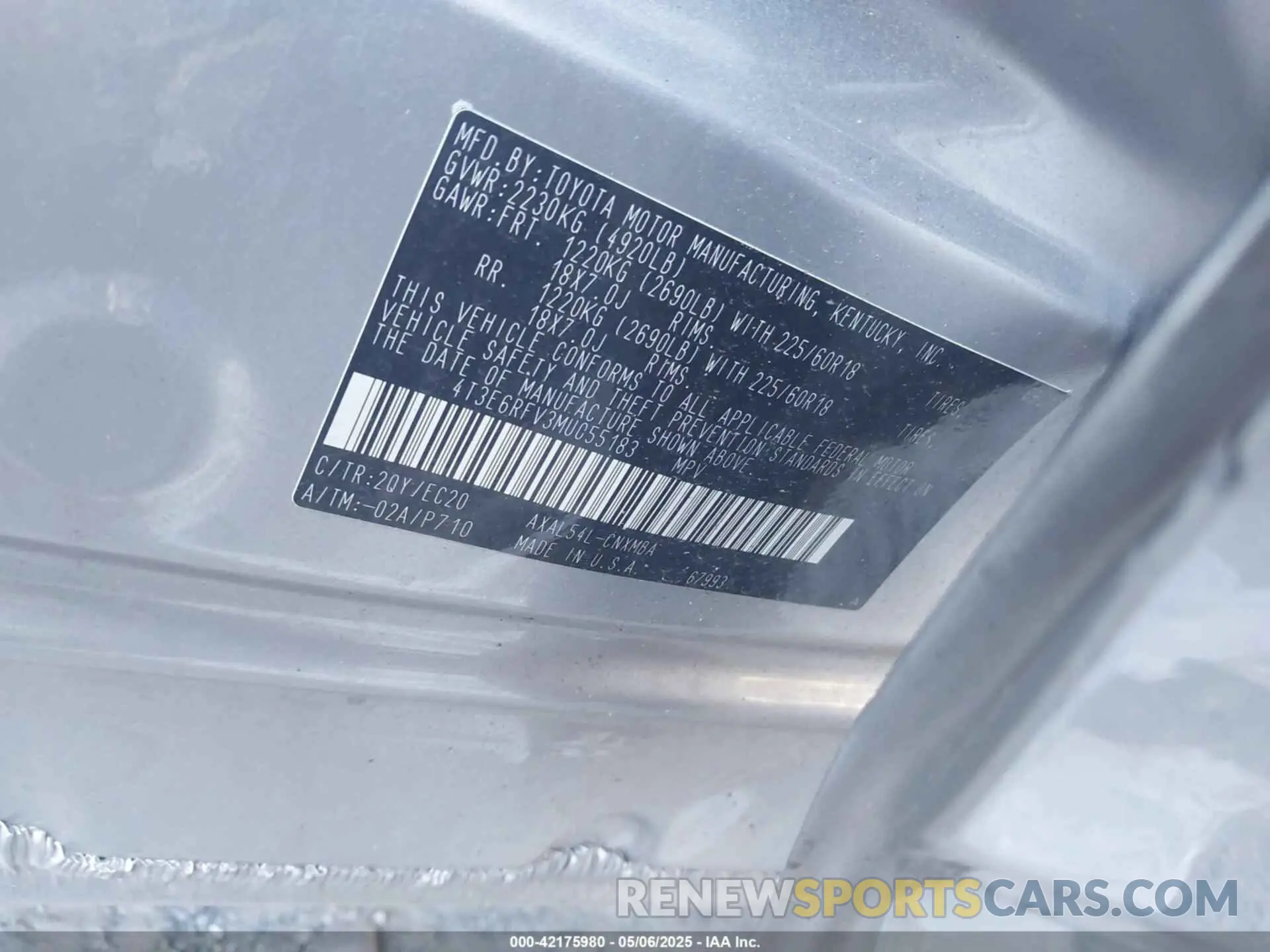 9 fotografías del automóvil dañado 4T3E6RFV3MU055183 TOYOTA RAV4 HYBRID 2021