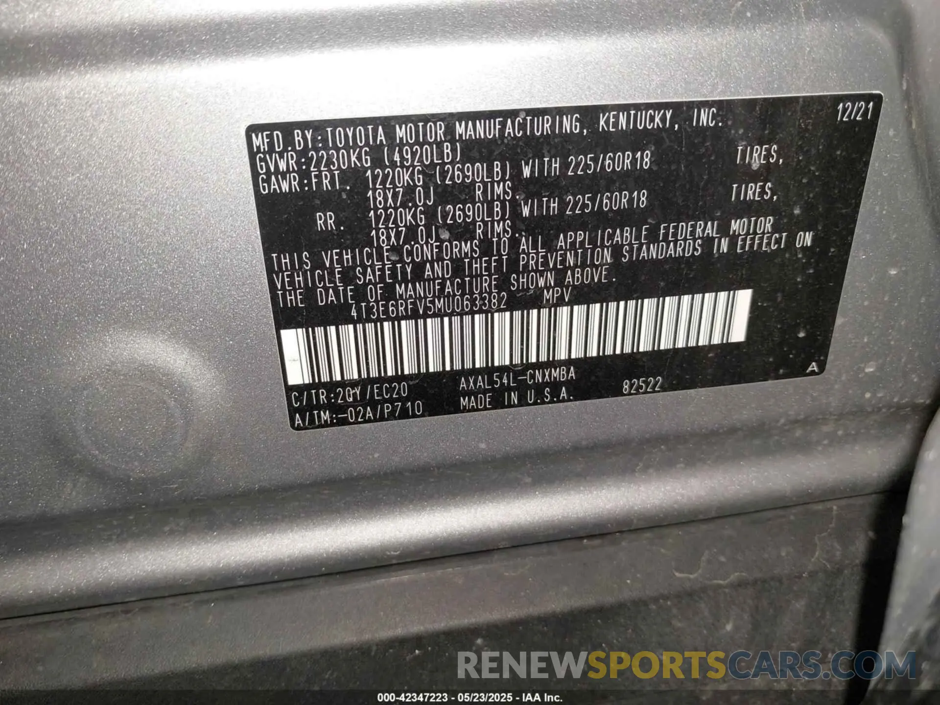 9 fotografías del automóvil dañado 4T3E6RFV5MU063382 TOYOTA RAV4 HYBRID 2021