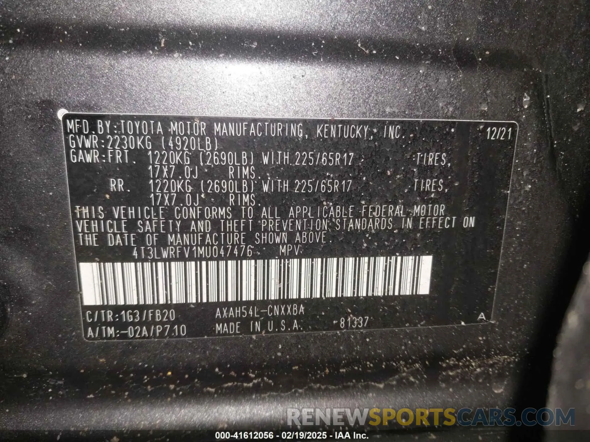 9 fotografías del automóvil dañado 4T3LWRFV1MU047476 TOYOTA RAV4 HYBRID 2021